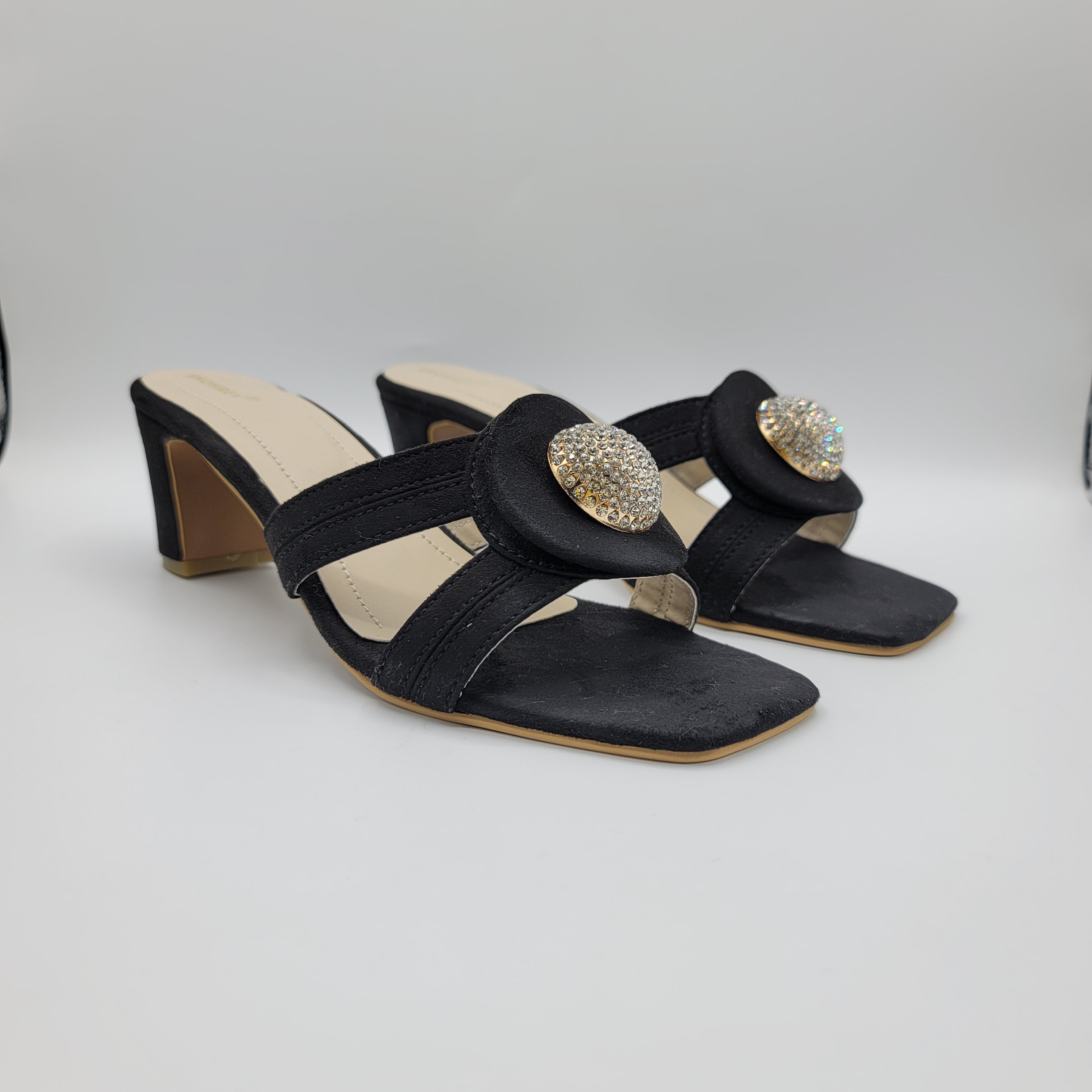 Ring Heel Slides- Black