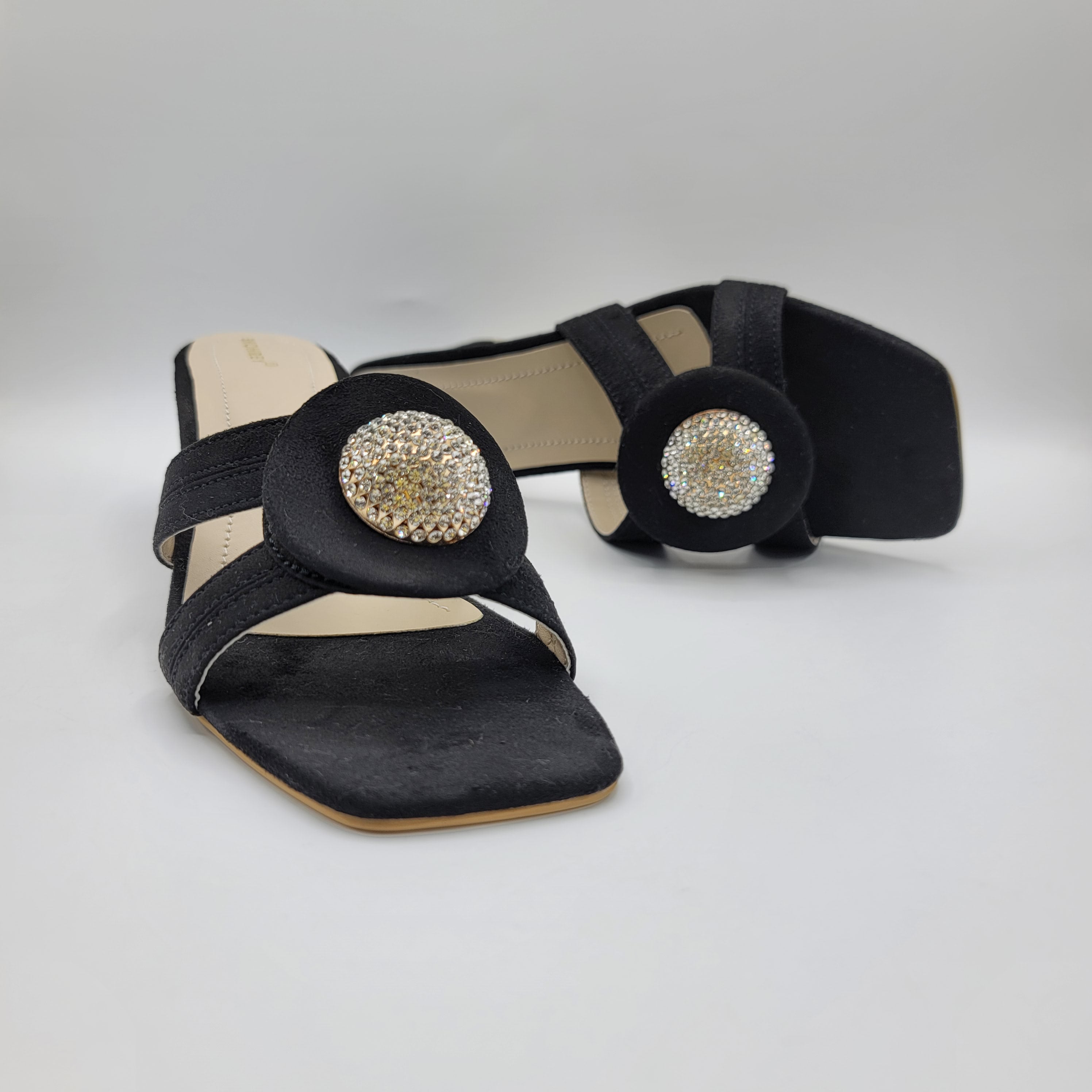 Ring Heel Slides- Black