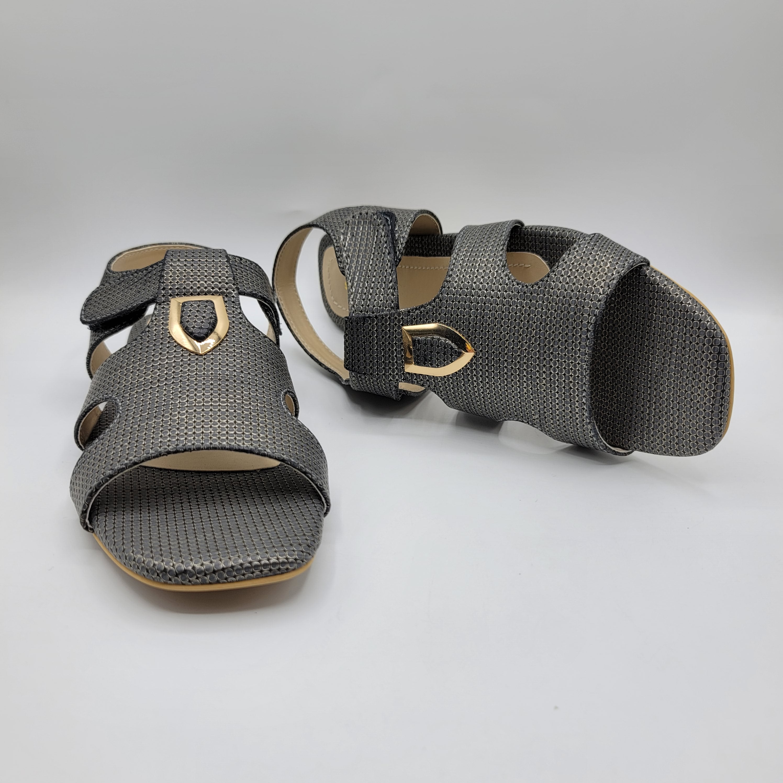 Peshawari Elegance Sandals - Charcoal