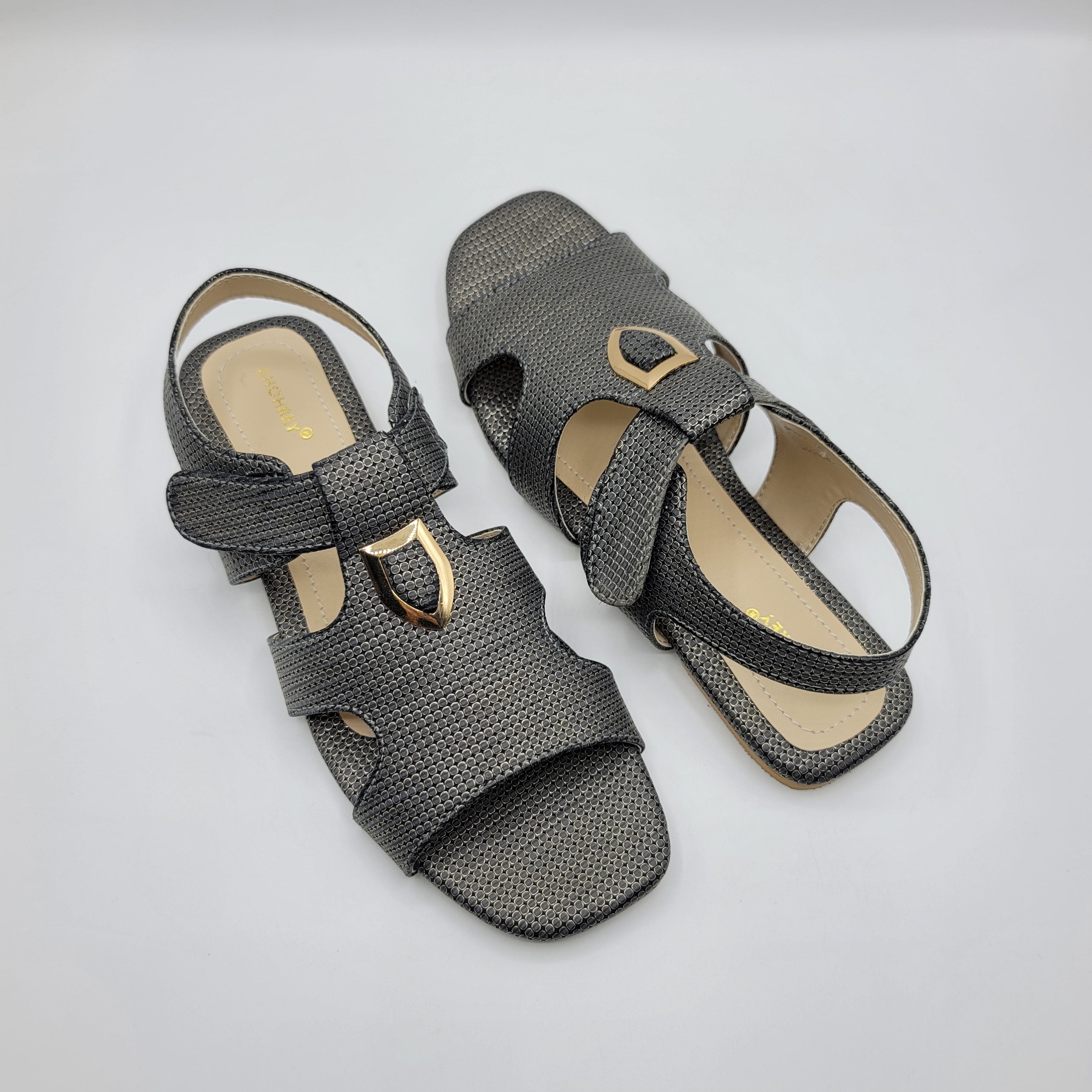 Peshawari Elegance Sandals - Charcoal