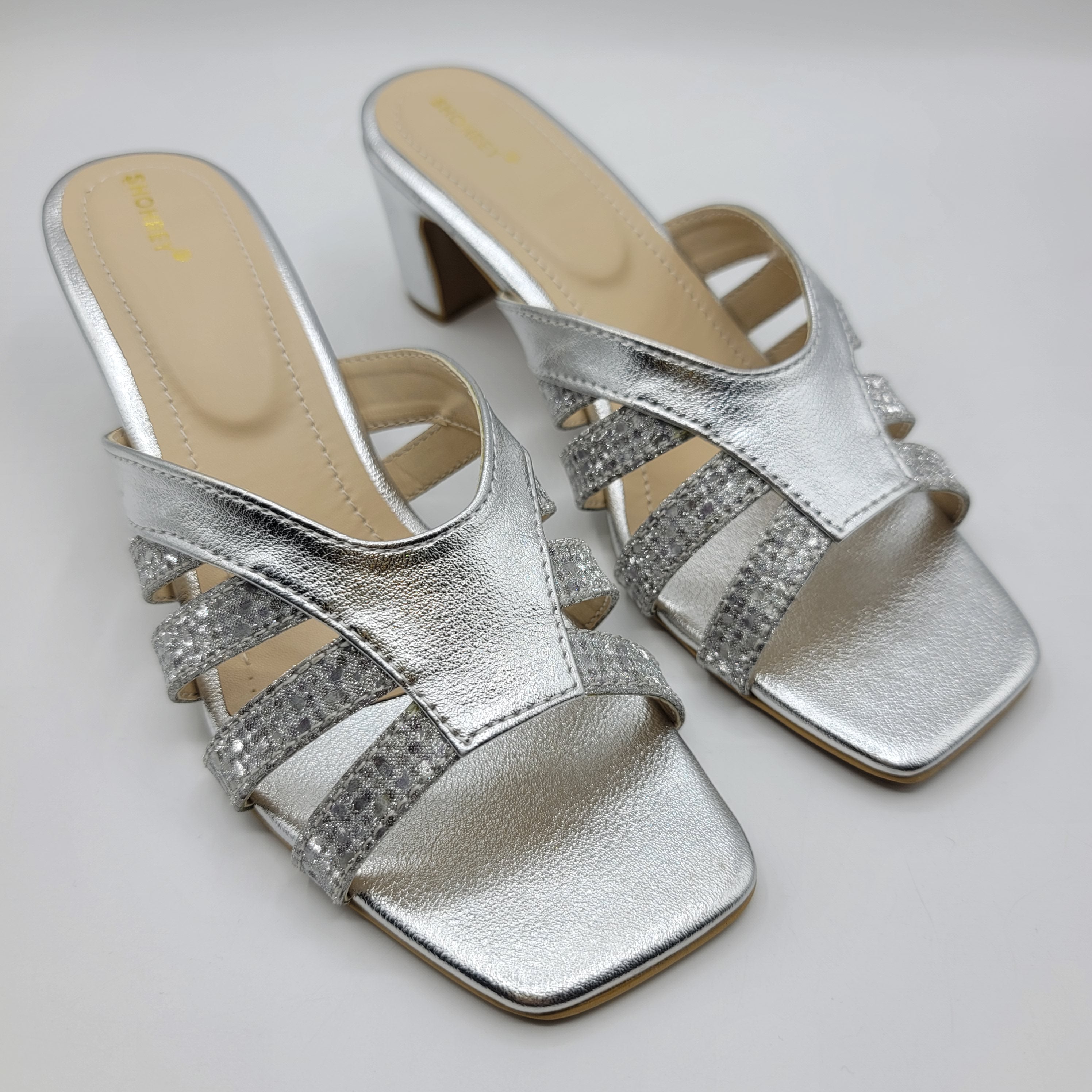 Sophia Heel Slides - Silver
