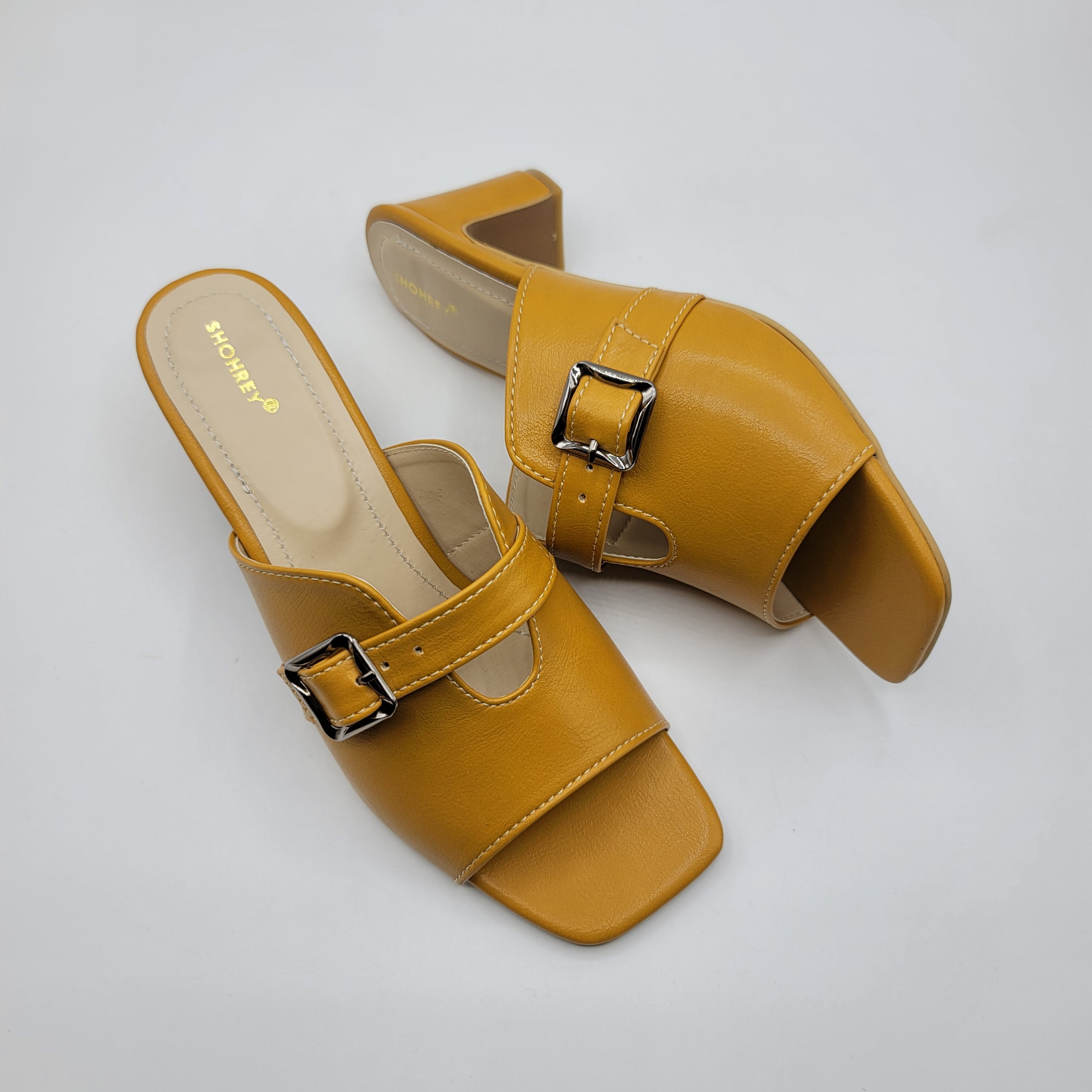 Ava Heel Slides - Mustard Brown