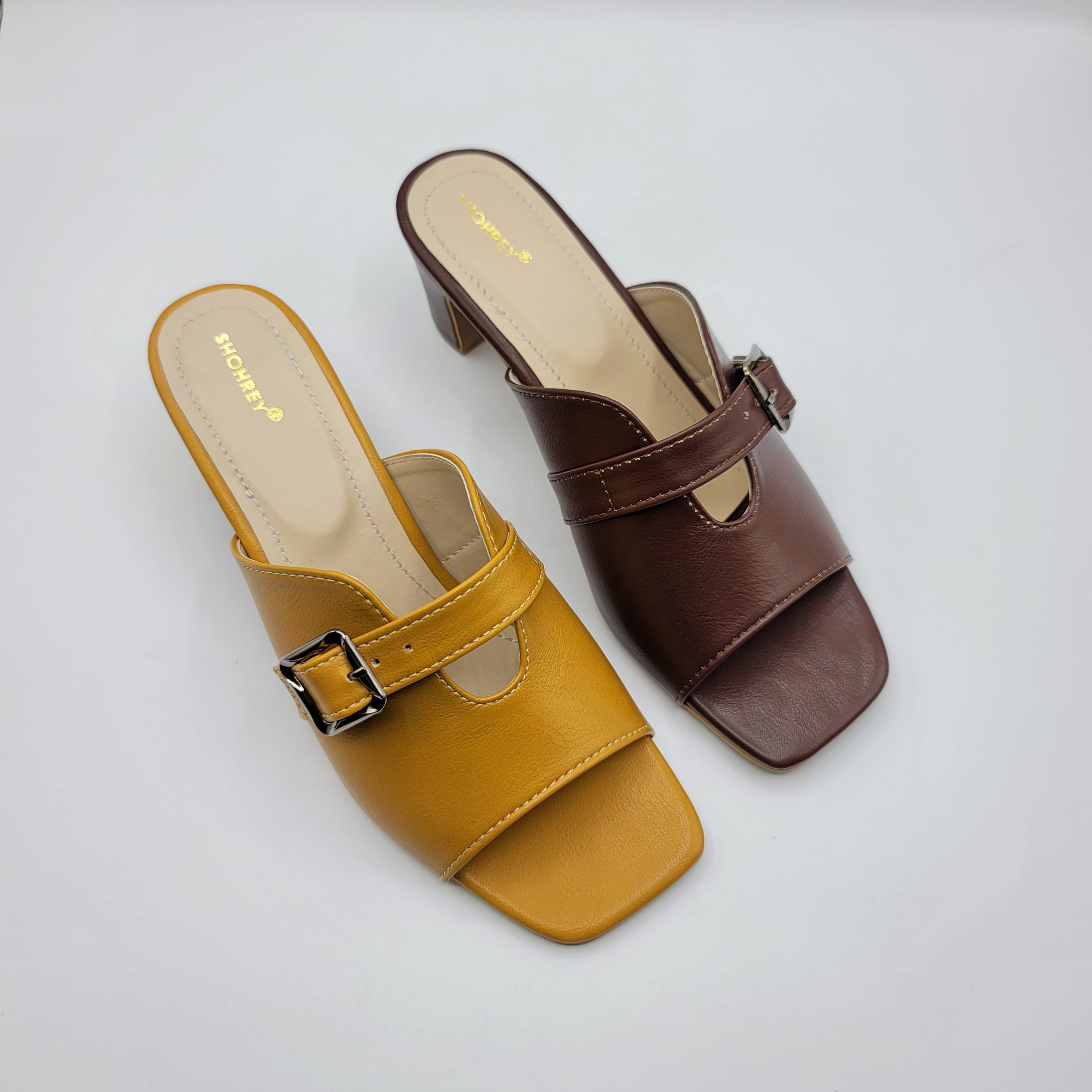 Ava Heel Slides - Mustard Brown