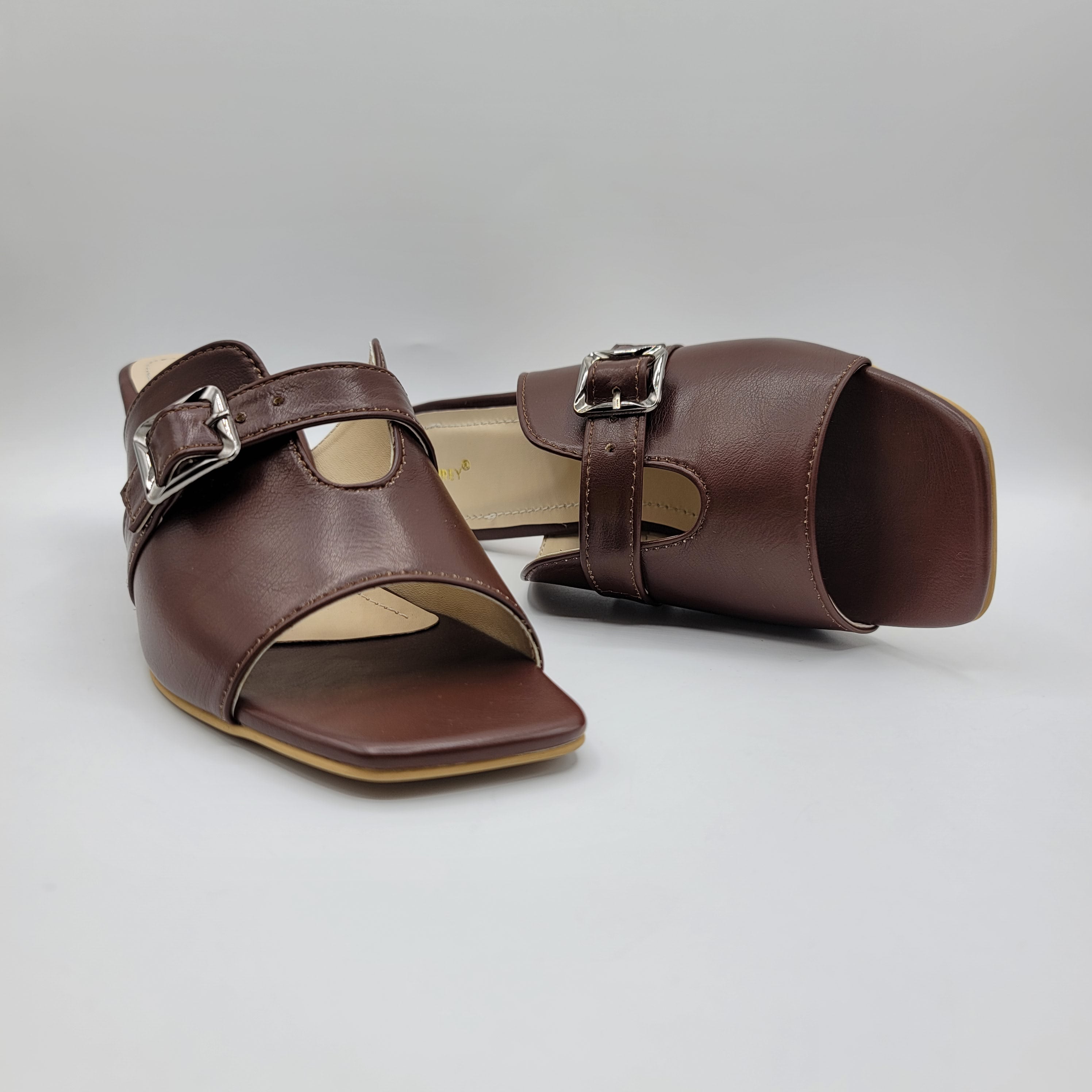 Ava Heel Slides - Mustard Brown