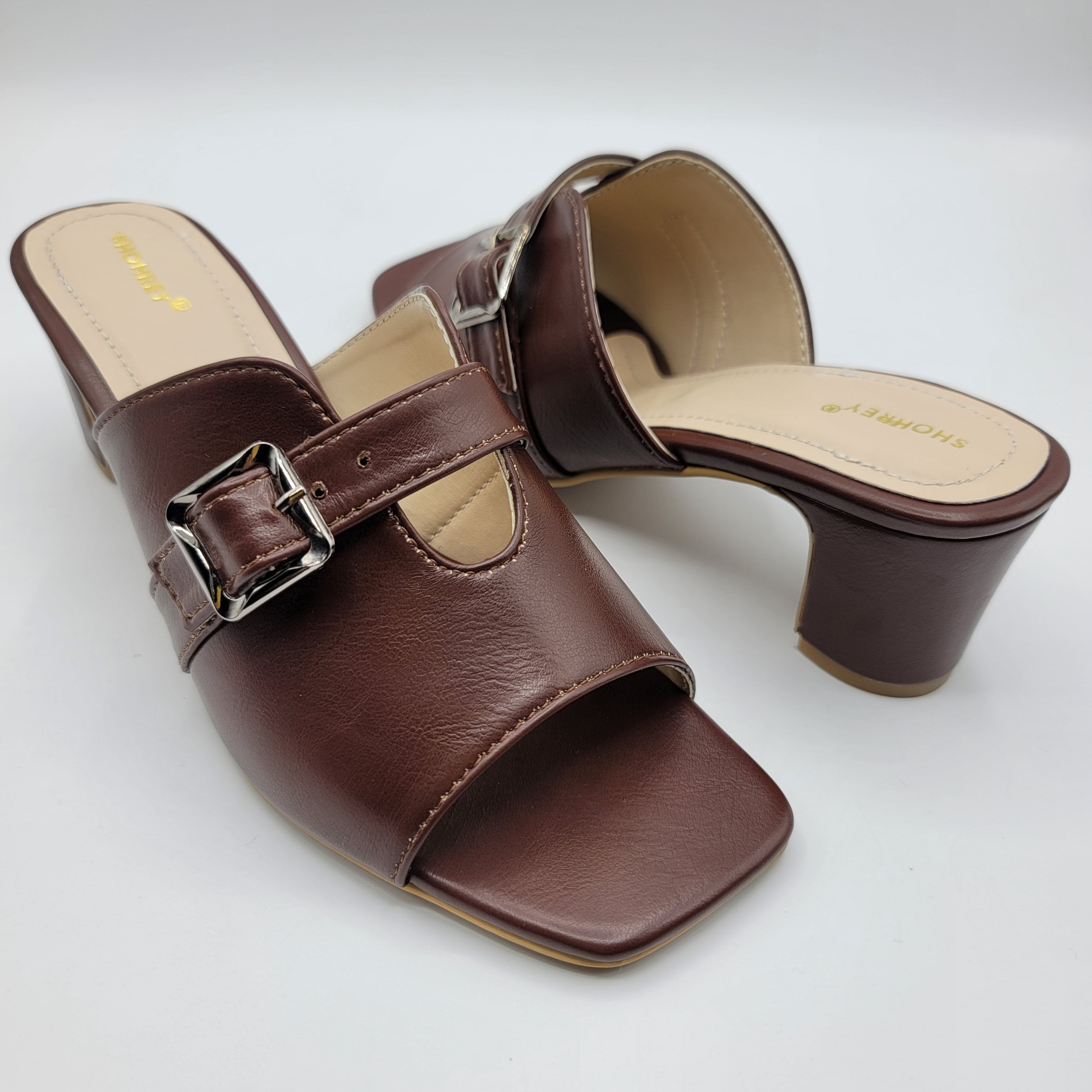 Ava Heel Slides - Mustard Brown
