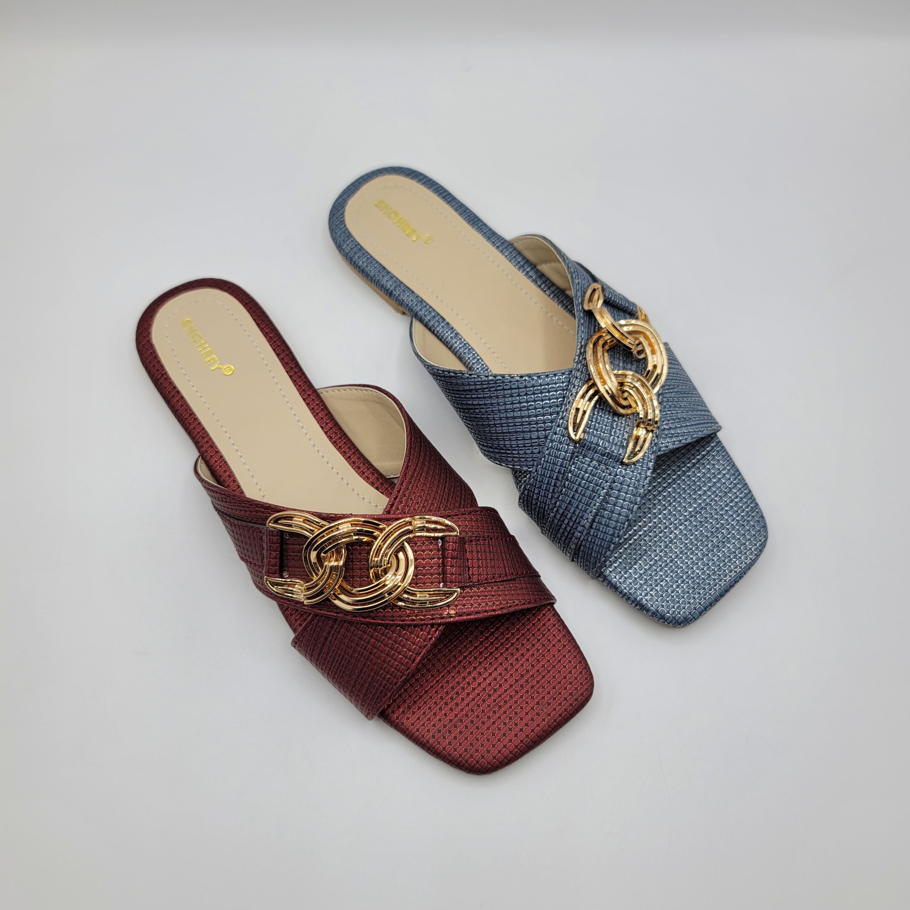 Camila Slides - Steel Blue