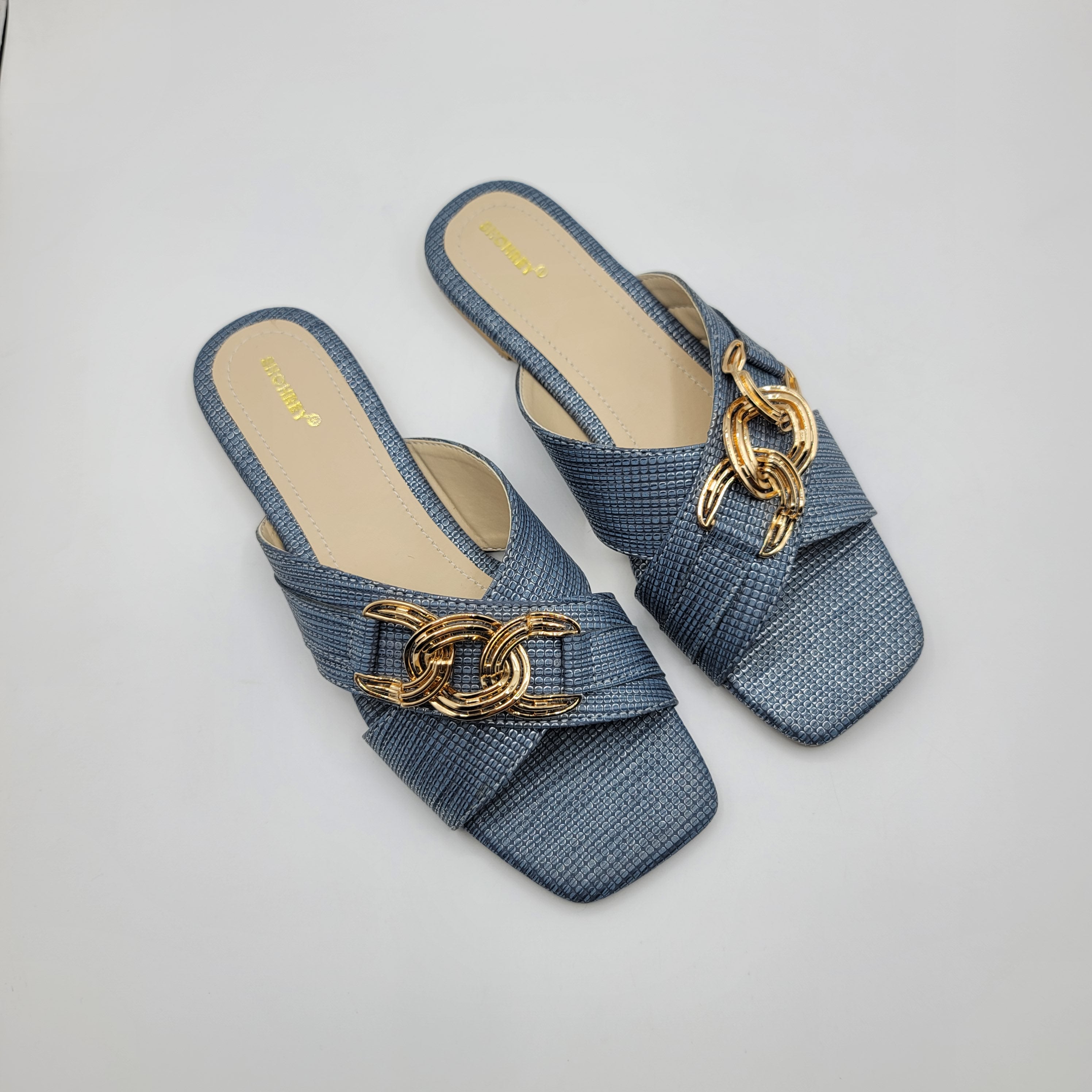 Camila Slides - Steel Blue