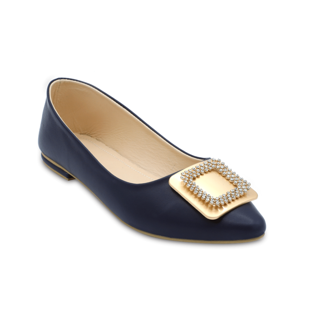 Belle Flats Navy Blue Flat Pumps