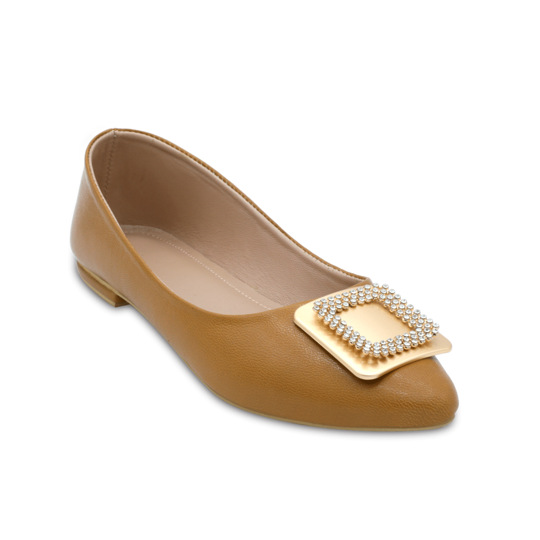 Gold top flat pumps