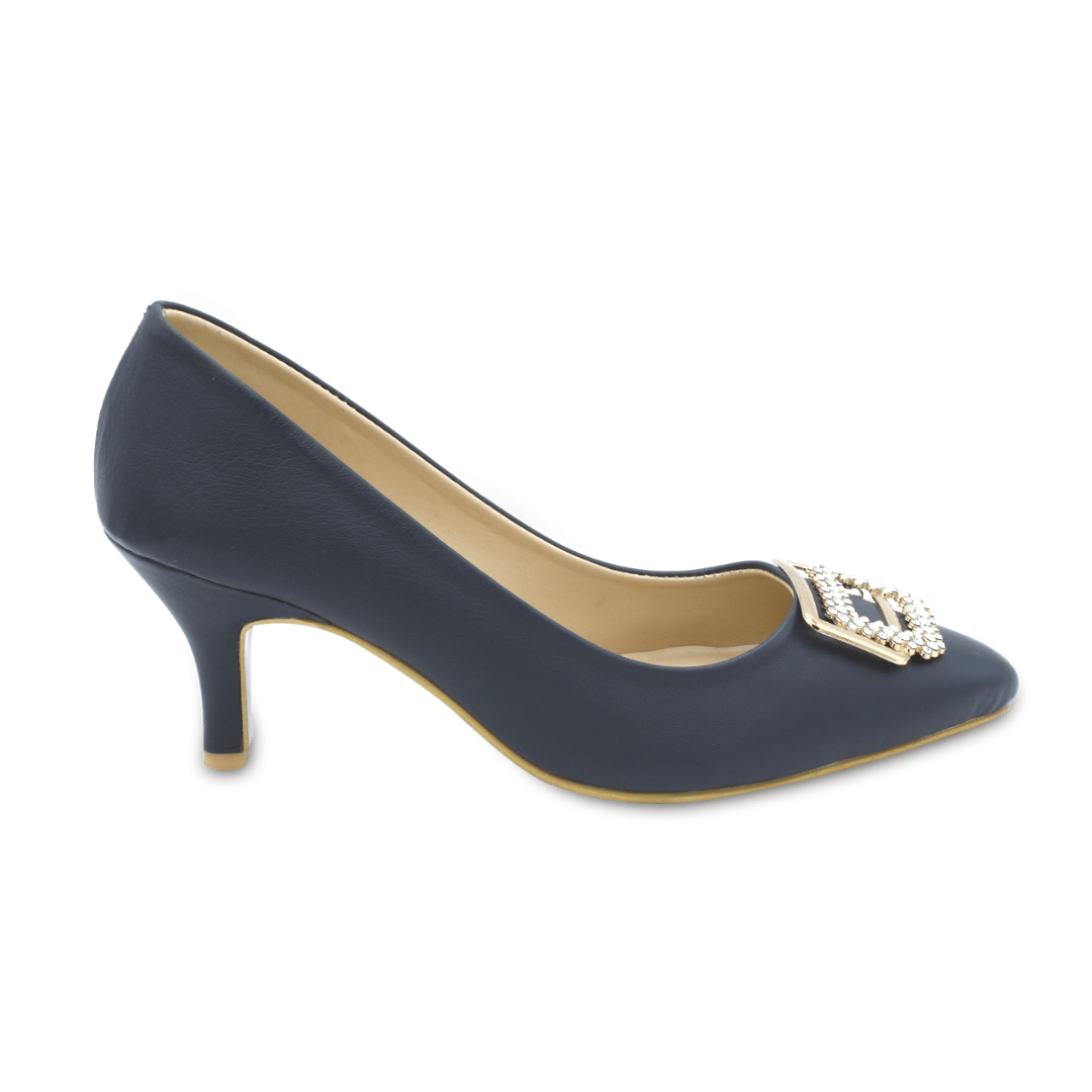 Belle - Navy Blue Heel Pumps