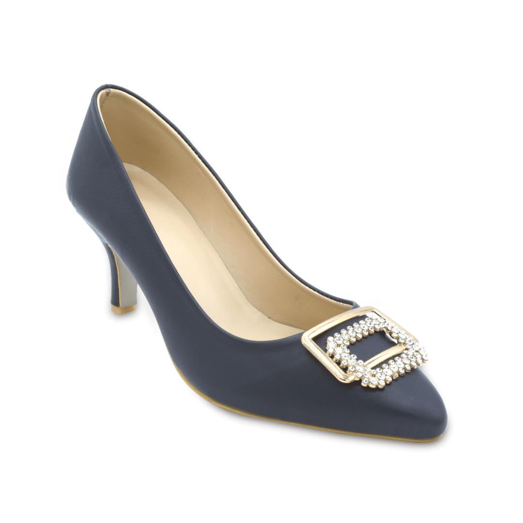 Belle - Navy Blue Heel Pumps