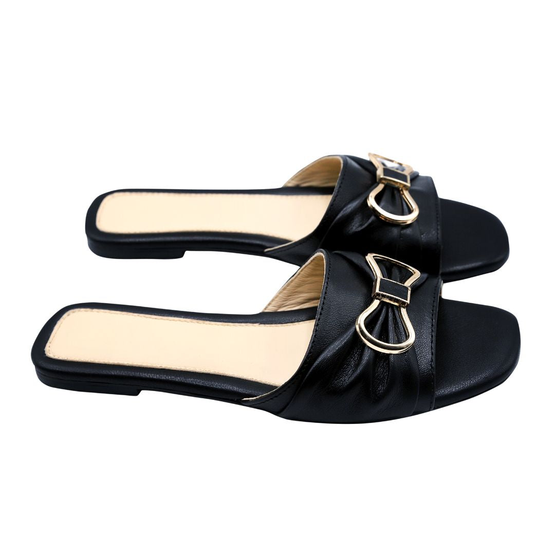 Mak1 - Black - Nappa Leather Slides