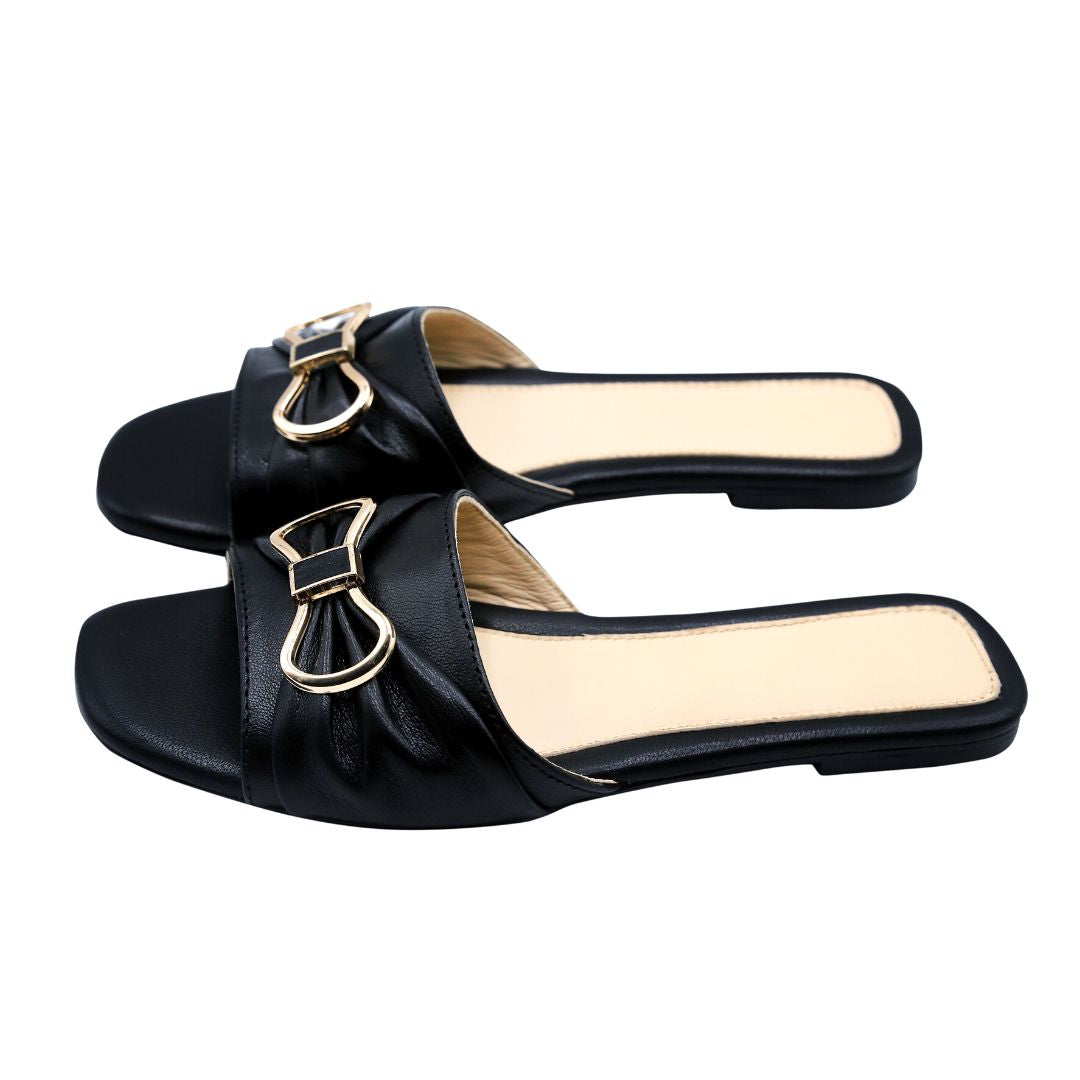 Mak1 - Black - Nappa Leather Slides