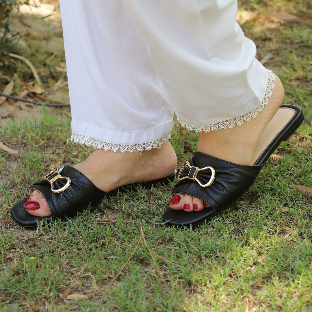 Mak1 - Black - Nappa Leather Slides