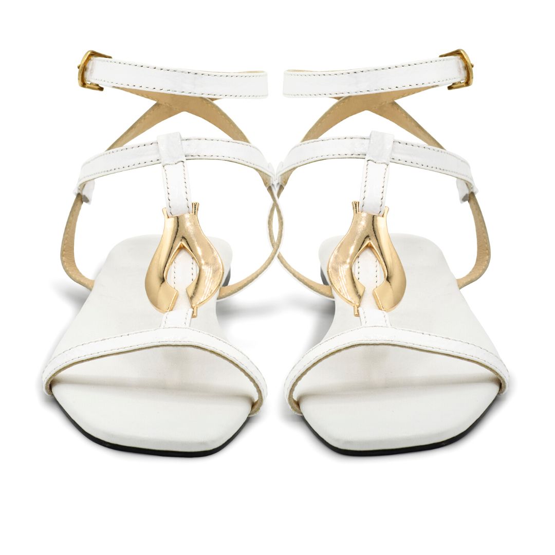 Monza 105 - White - Ankle Strap Sandals