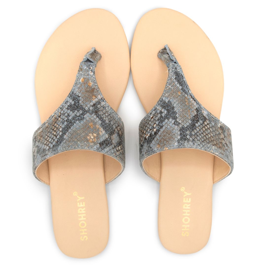 Rockefeller - Grey - Snake Pattern Leather Slippers