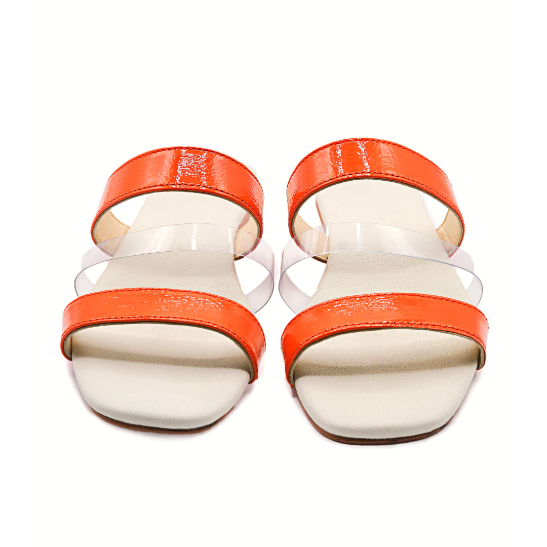 Glaring Flats - Orange - Leather Slides