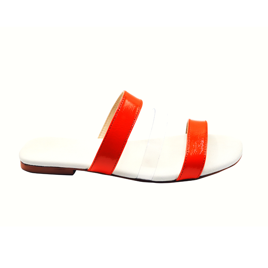 Glaring Flats - Orange - Leather Slides