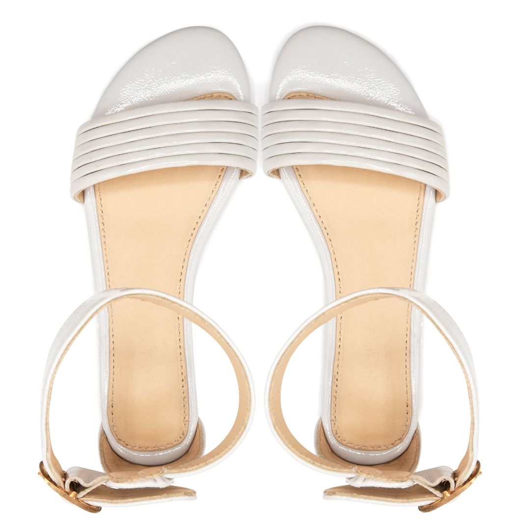 FAK5 - Milky Grey - Leather Ankle Strap Sandals