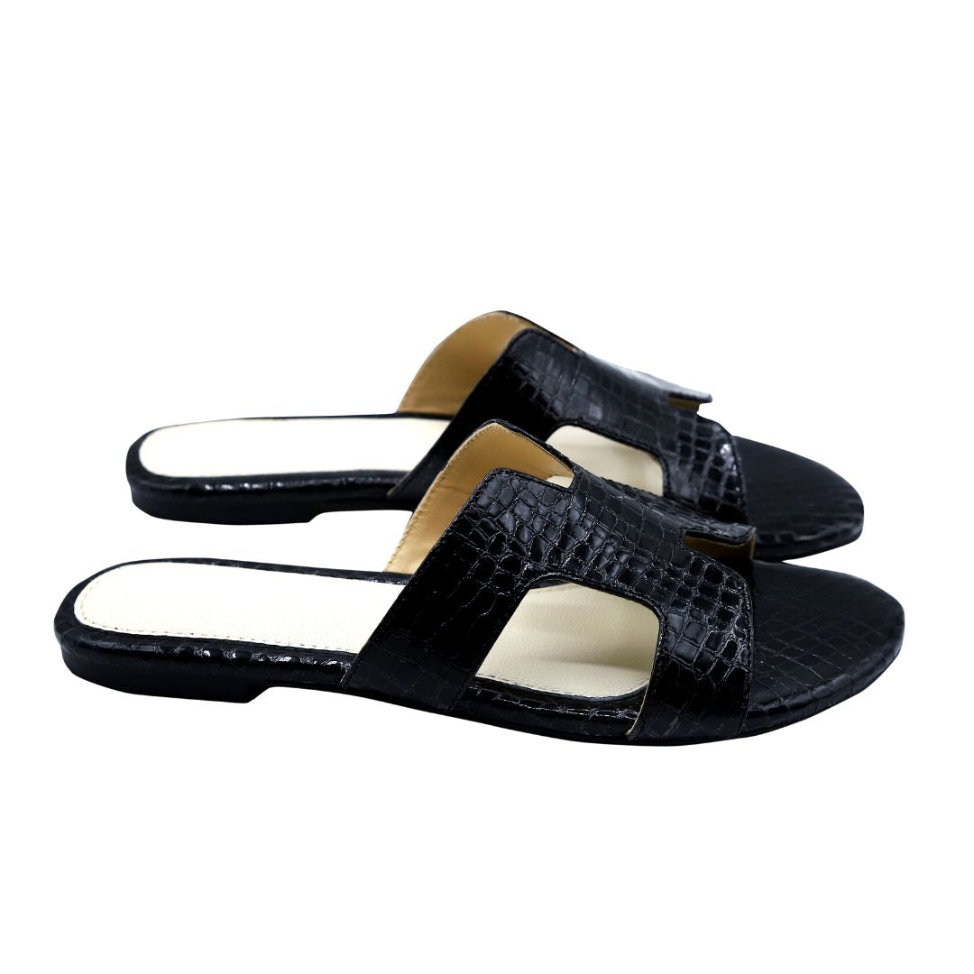 Allig - Black - Leather Slides