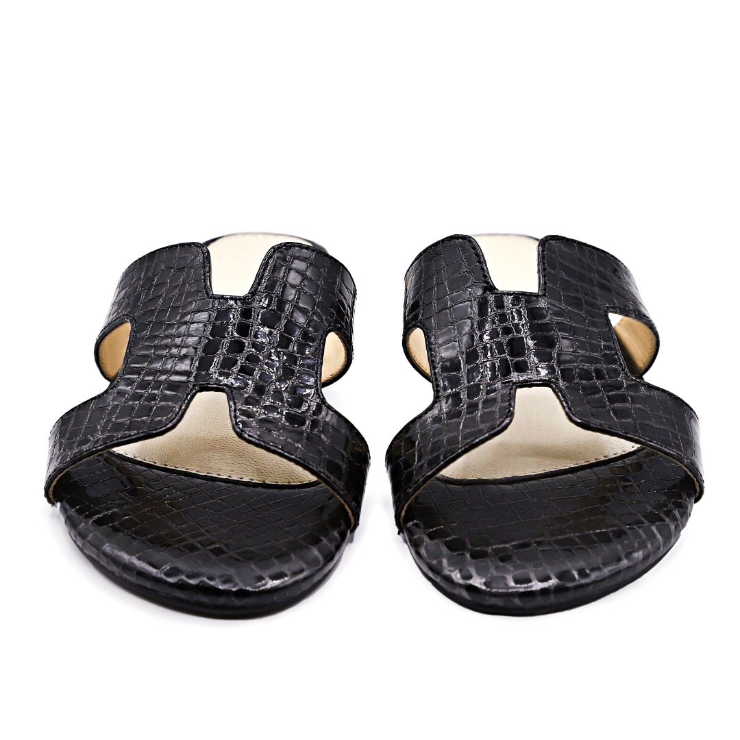 Allig - Black - Leather Slides