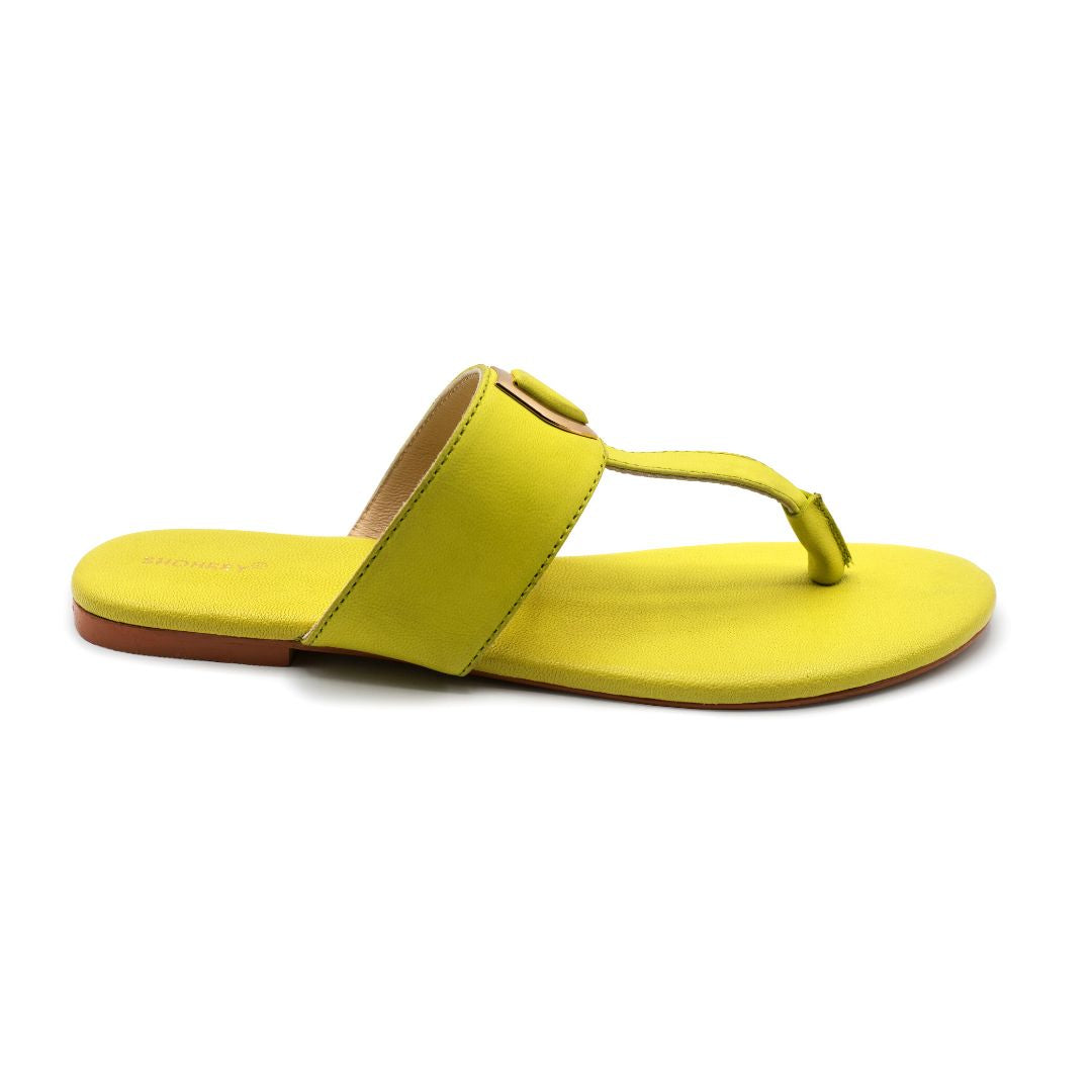 Flip Flat - Lime Light - Leather Slippers