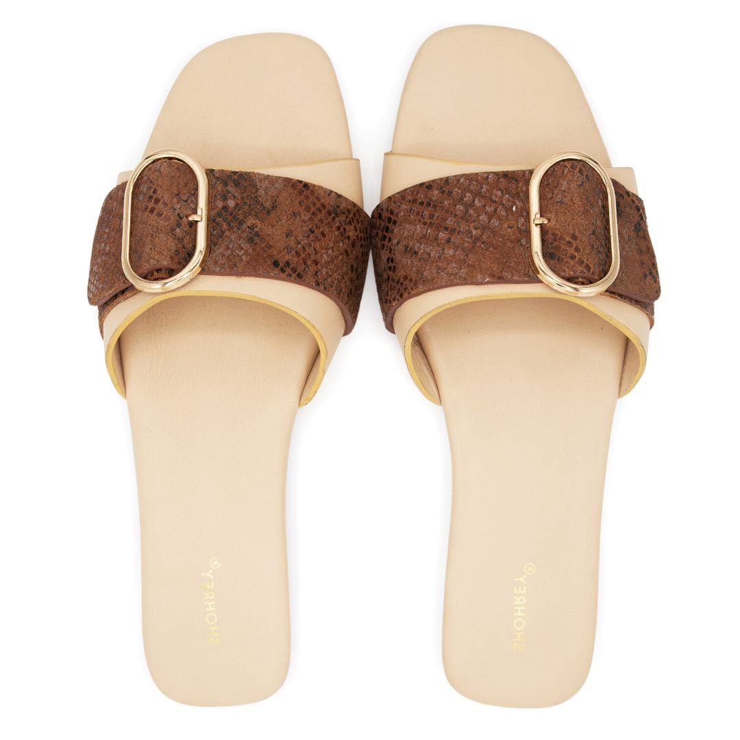 Laredo - Brown - Snake Pattern Leather Slides