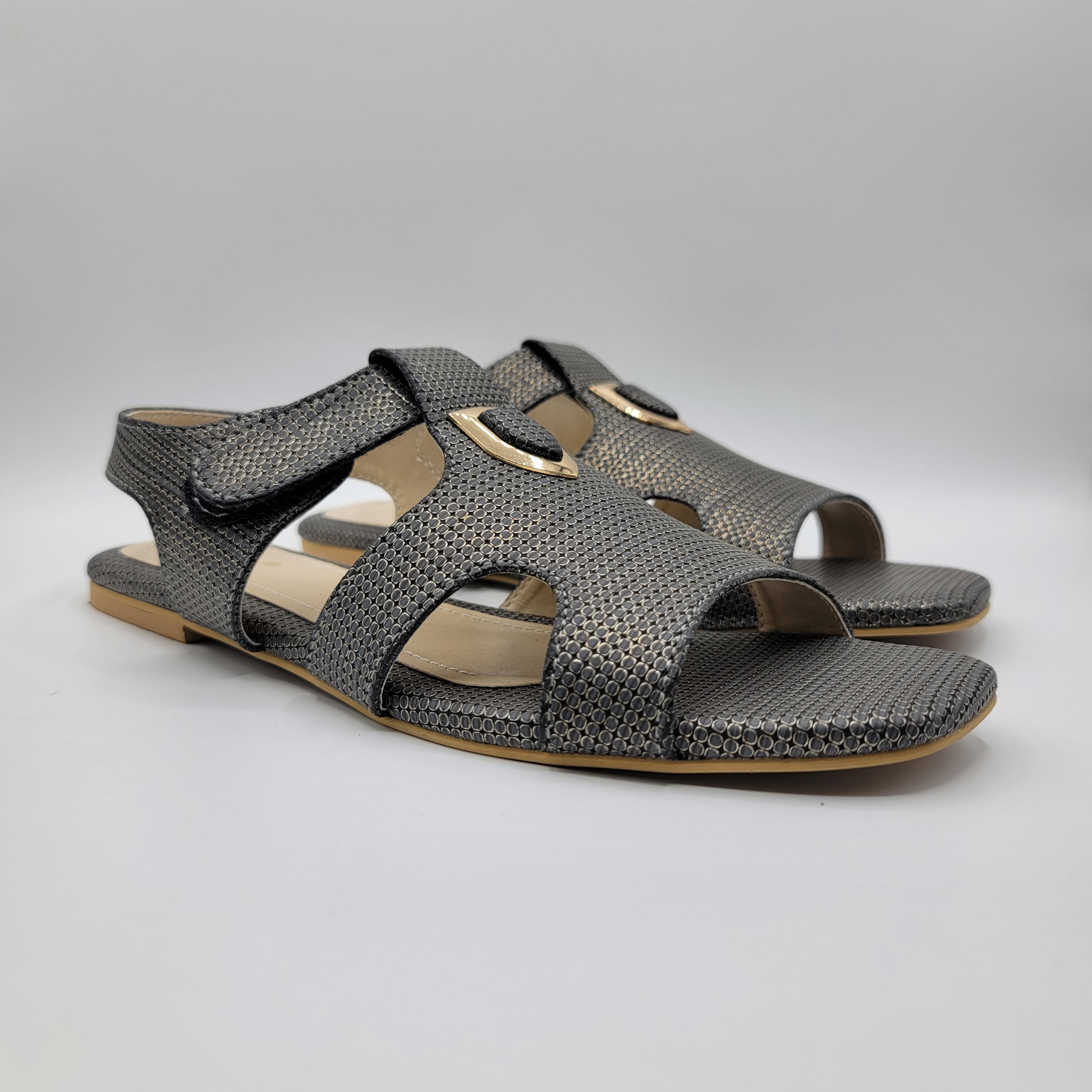 Peshawari Elegance Sandals - Charcoal