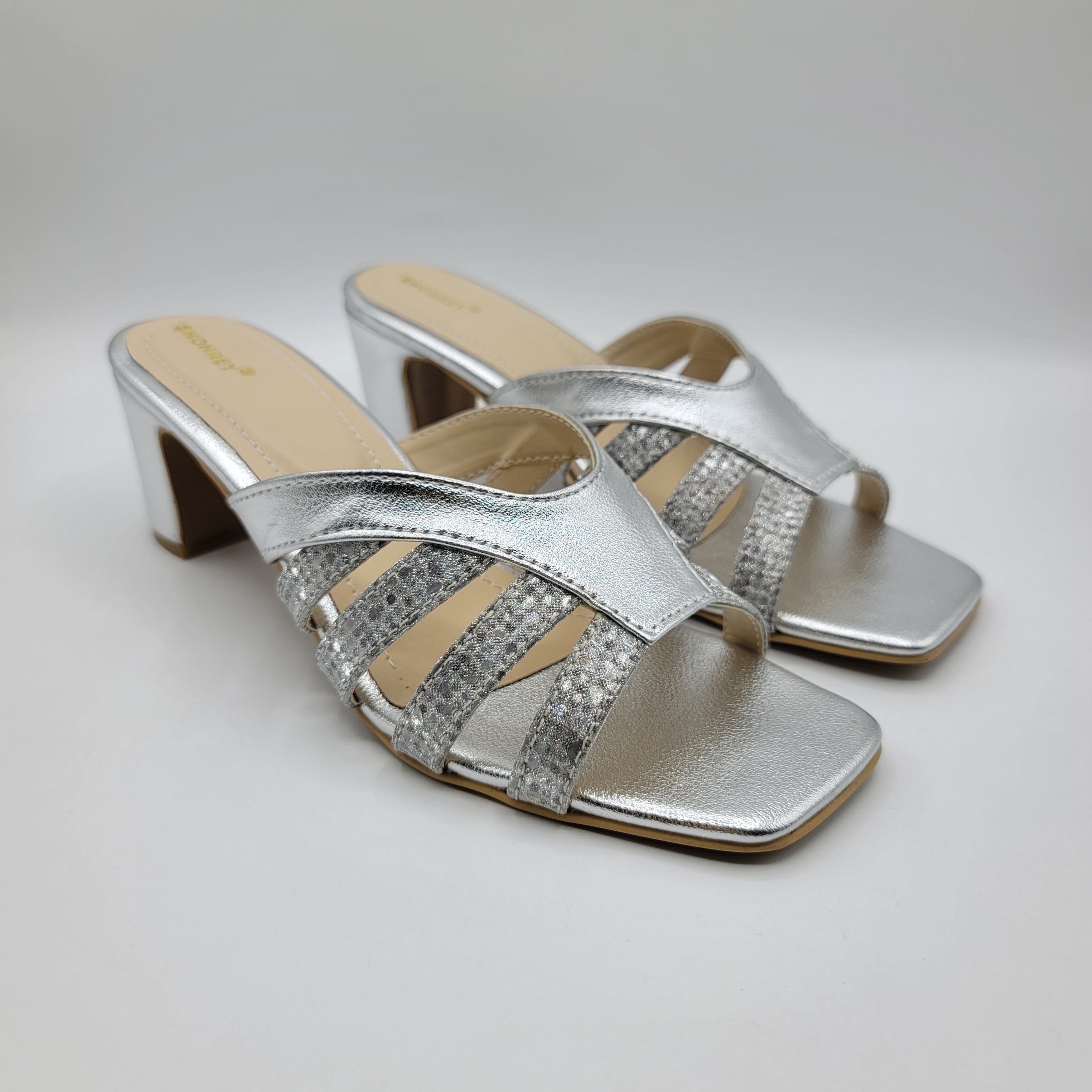 Sophia Heel Slides - Silver