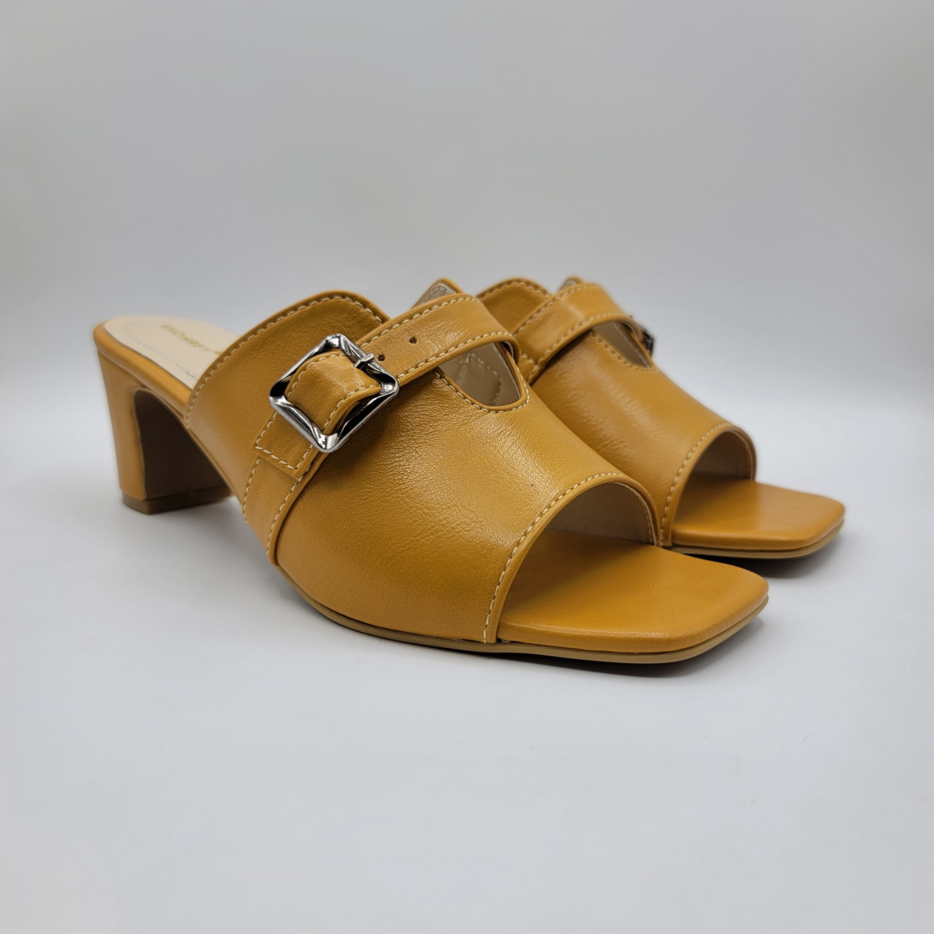 Ava Heel Slides - Mustard Brown