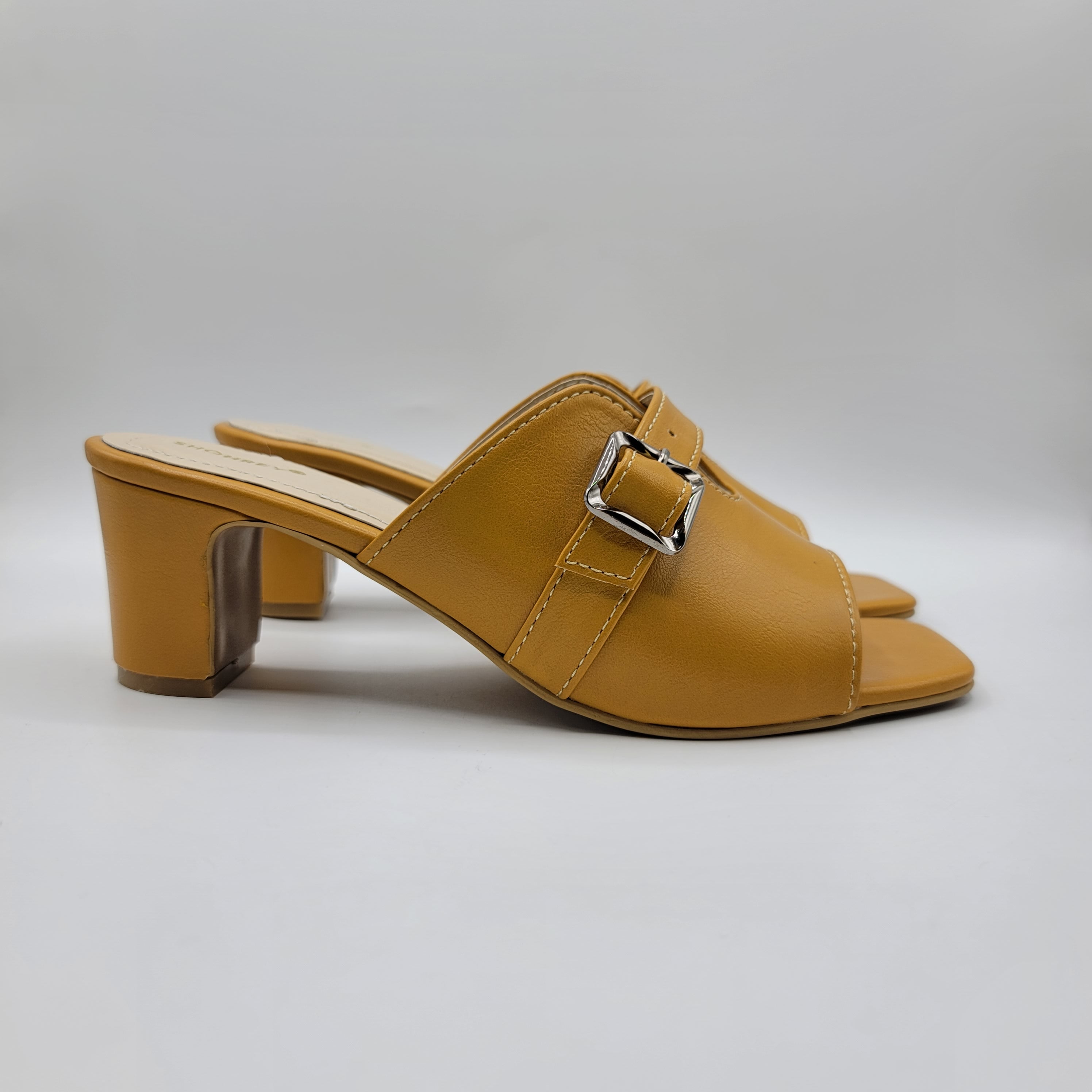Ava Heel Slides - Mustard Brown