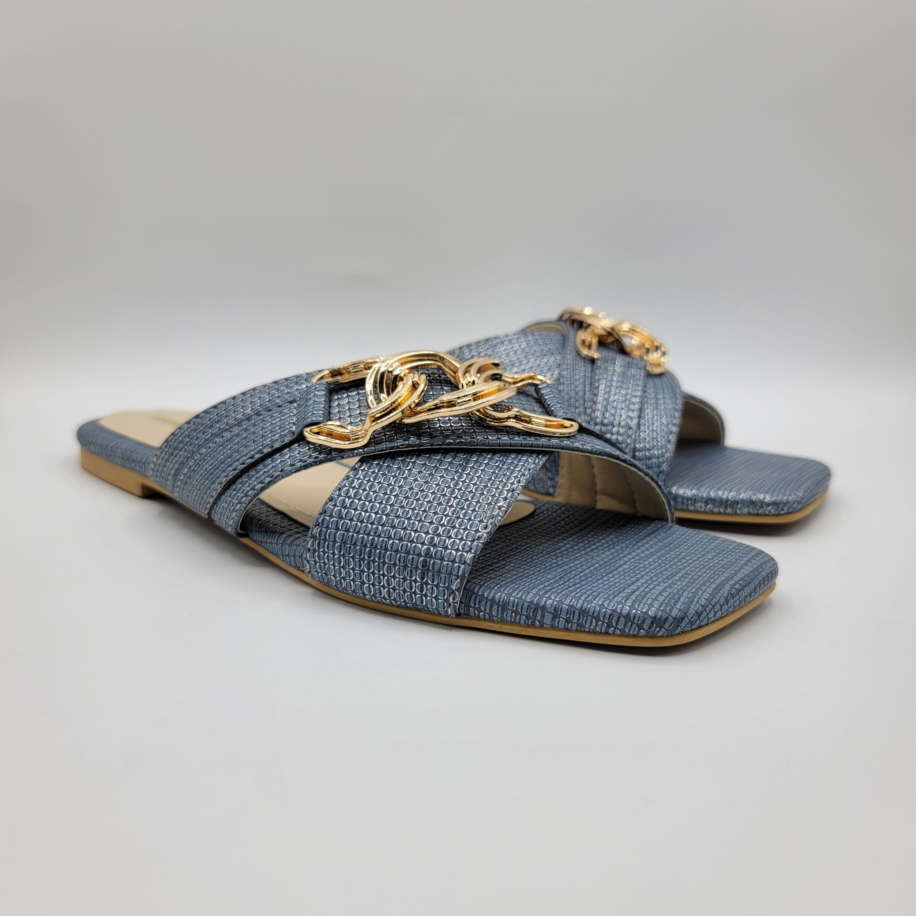 Camila Slides - Steel Blue