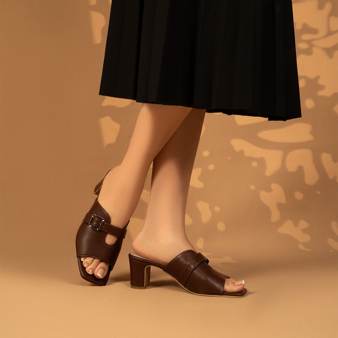 Ava Heel Slides - Chocolate