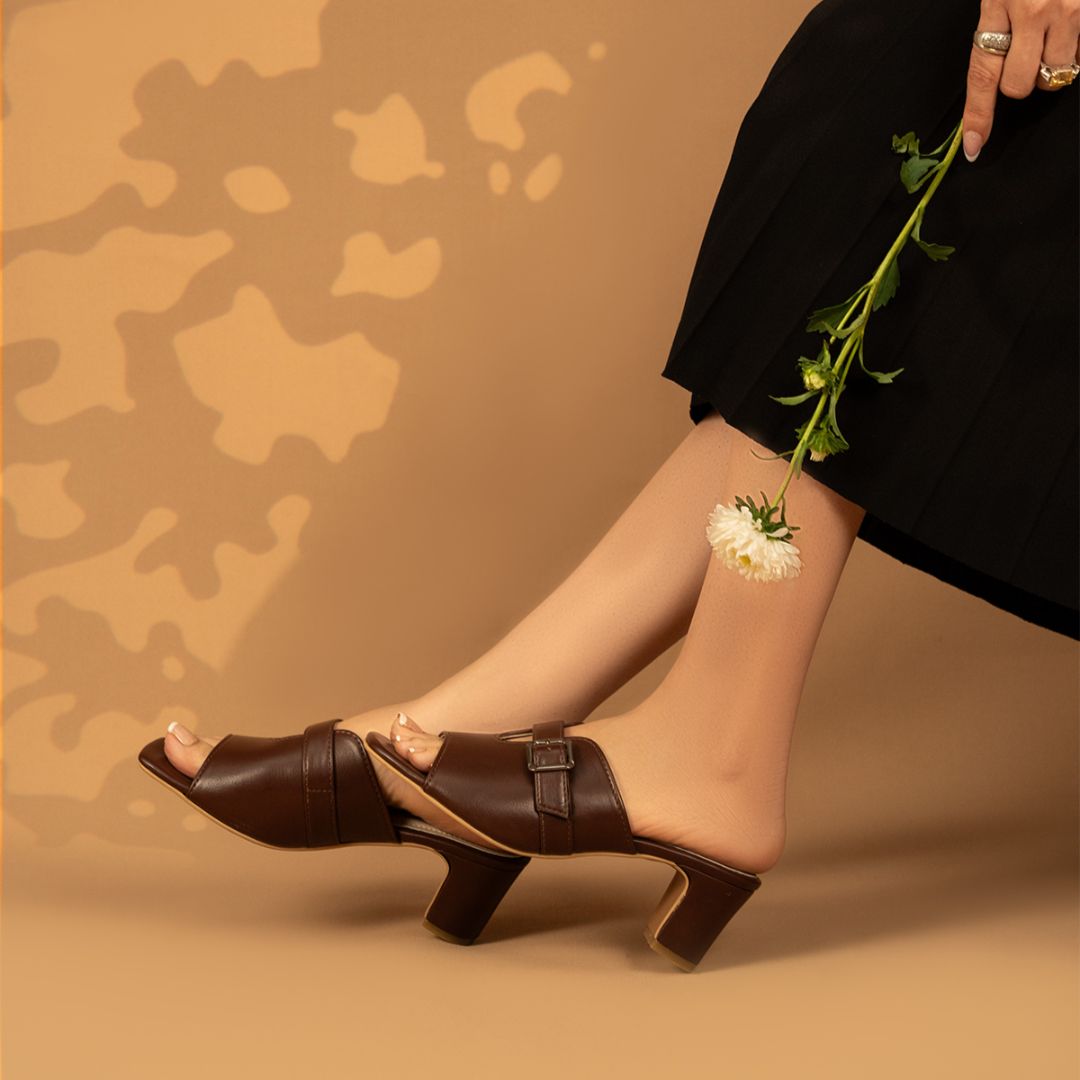 Ava Heel Slides - Chocolate
