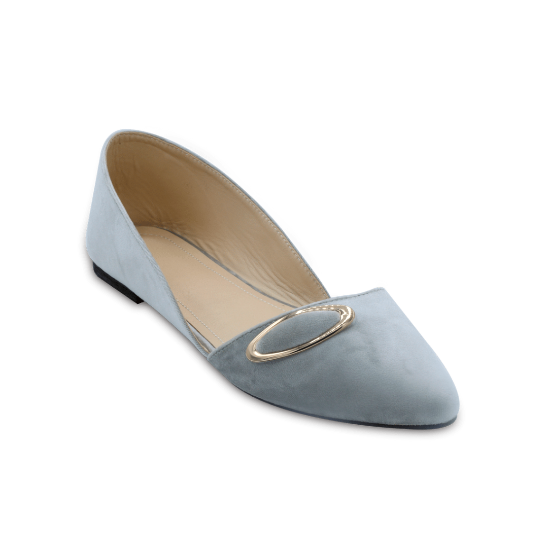 Cherie - Glossy Silver Flats with Buckle