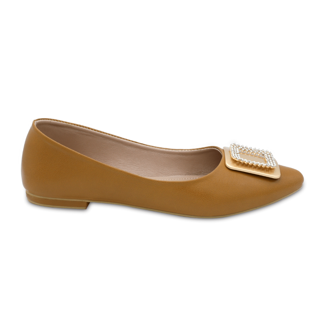 Belle Flats - Tan Brown Leather Flat Pumps