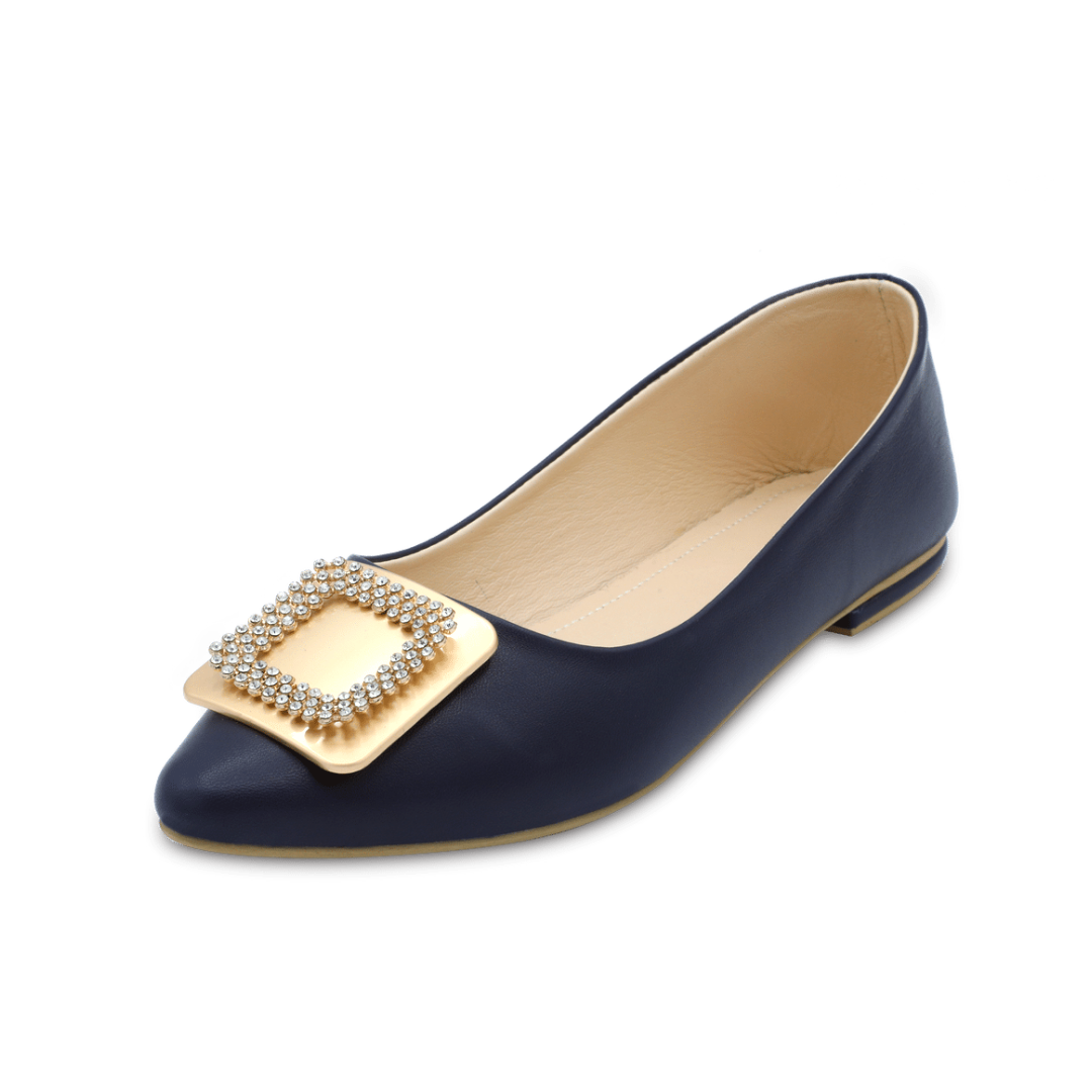 Belle Flats Navy Blue Flat Pumps