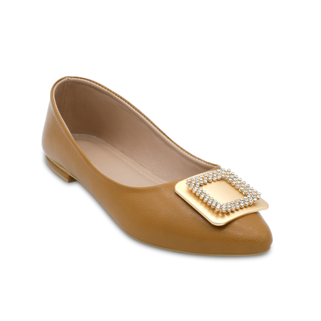 Belle Flats - Tan Brown Leather Flat Pumps