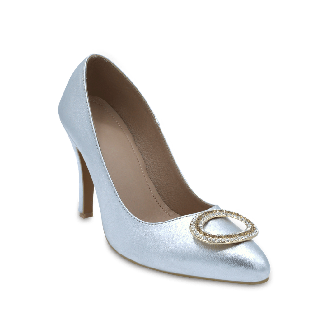 Belle - Metallic Leather Silver Pumps