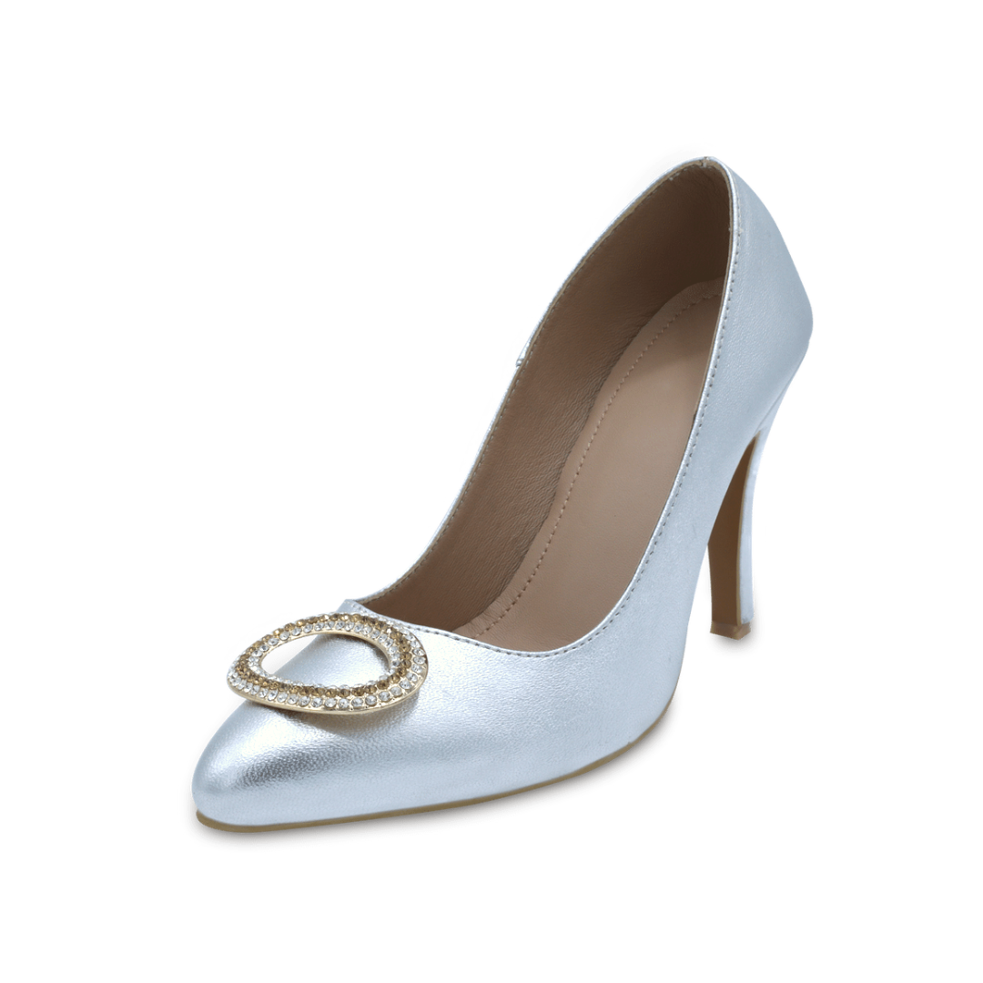 Belle - Metallic Leather Silver Pumps