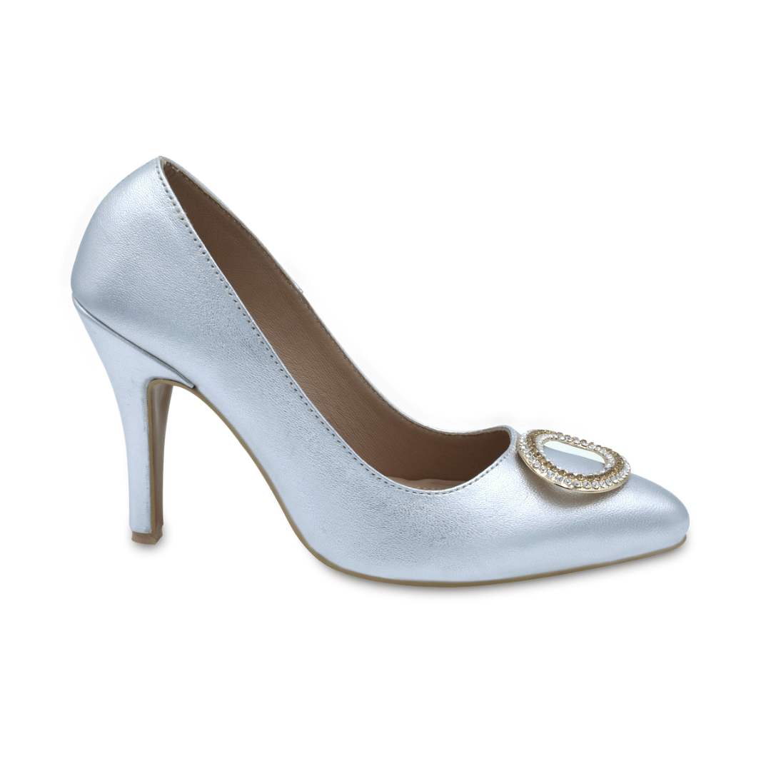 Belle - Metallic Leather Silver Pumps