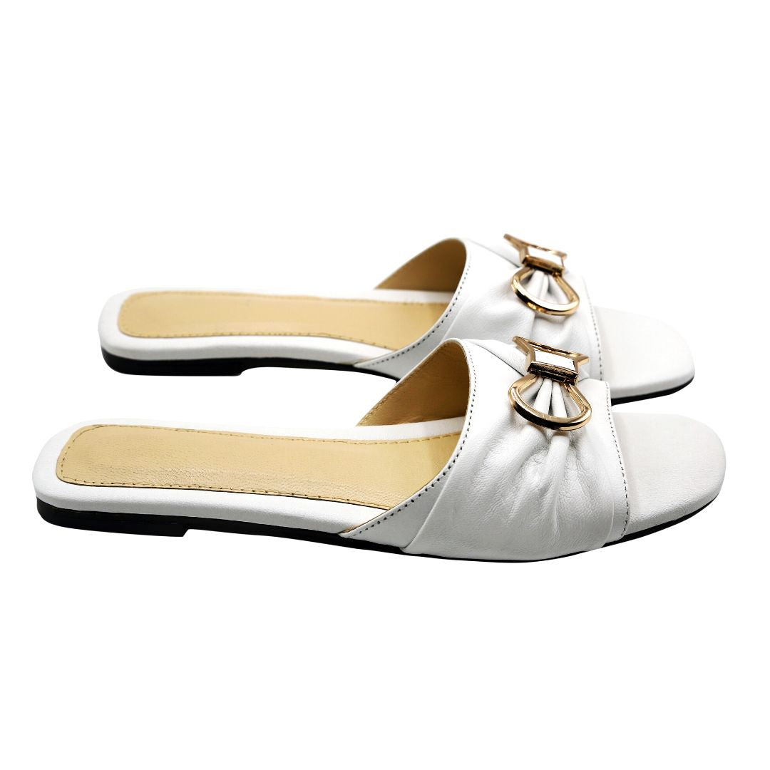 Mak1 - White - Nappa Leather Slides