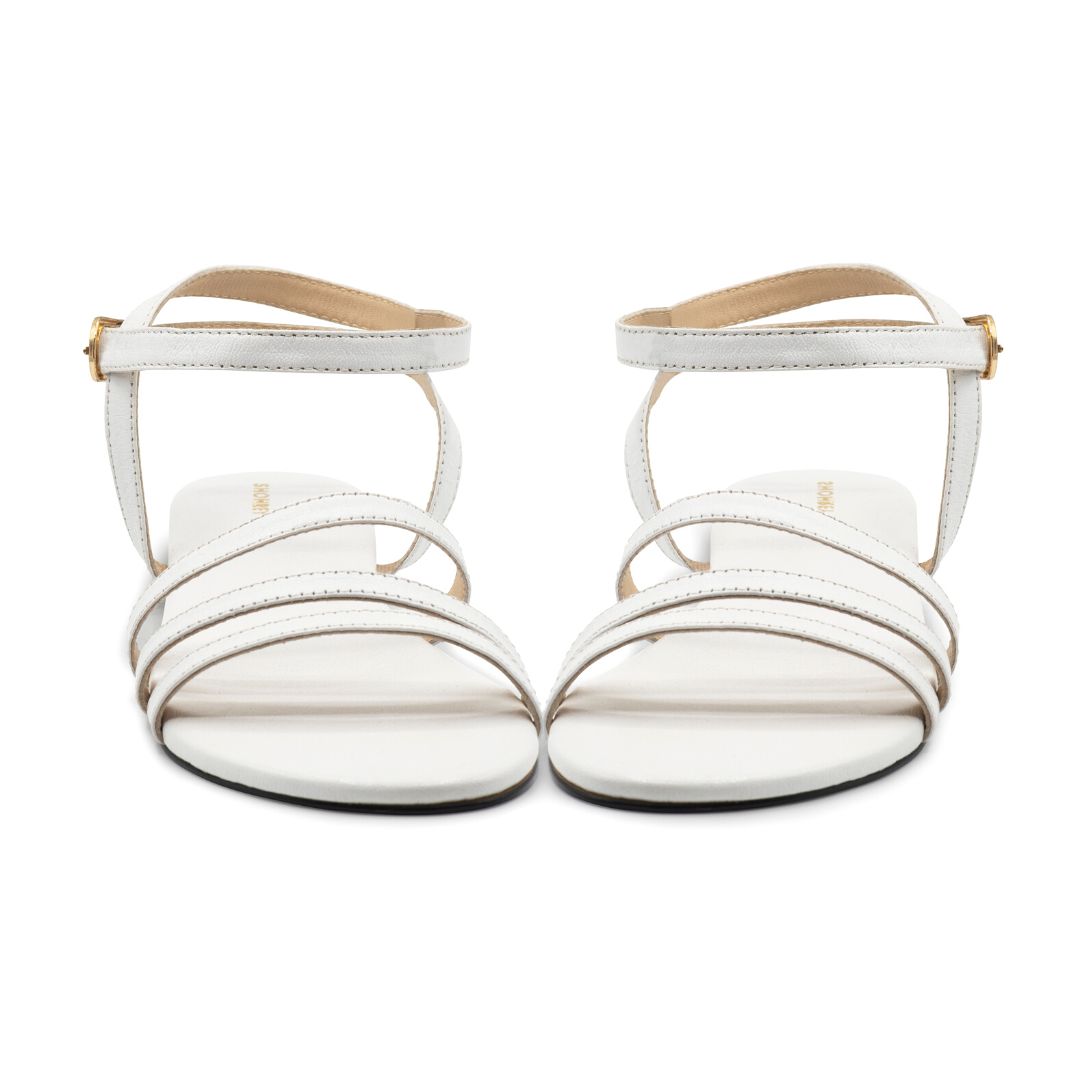 Monza - White - Leather Ankle Strap Sandal