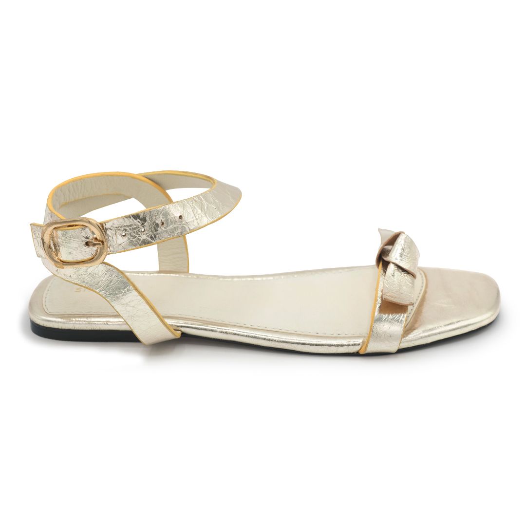 Phantom Bow - Golden - Leather Sandals