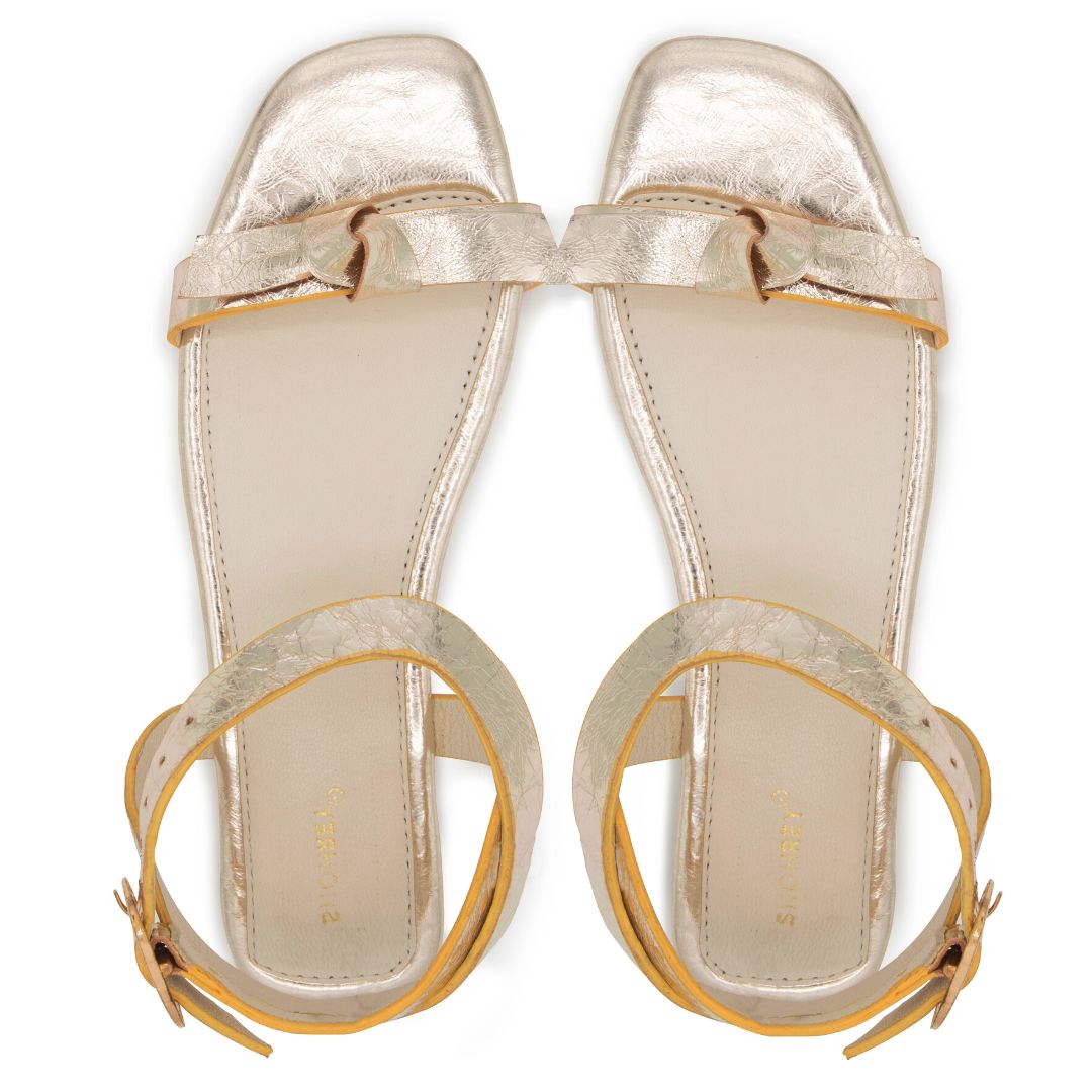 Phantom Bow - Golden - Leather Sandals