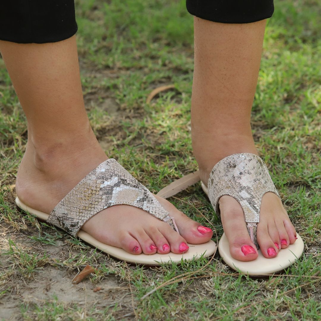 Rockefeller - Pink - Snake Pattern Leather Slippers