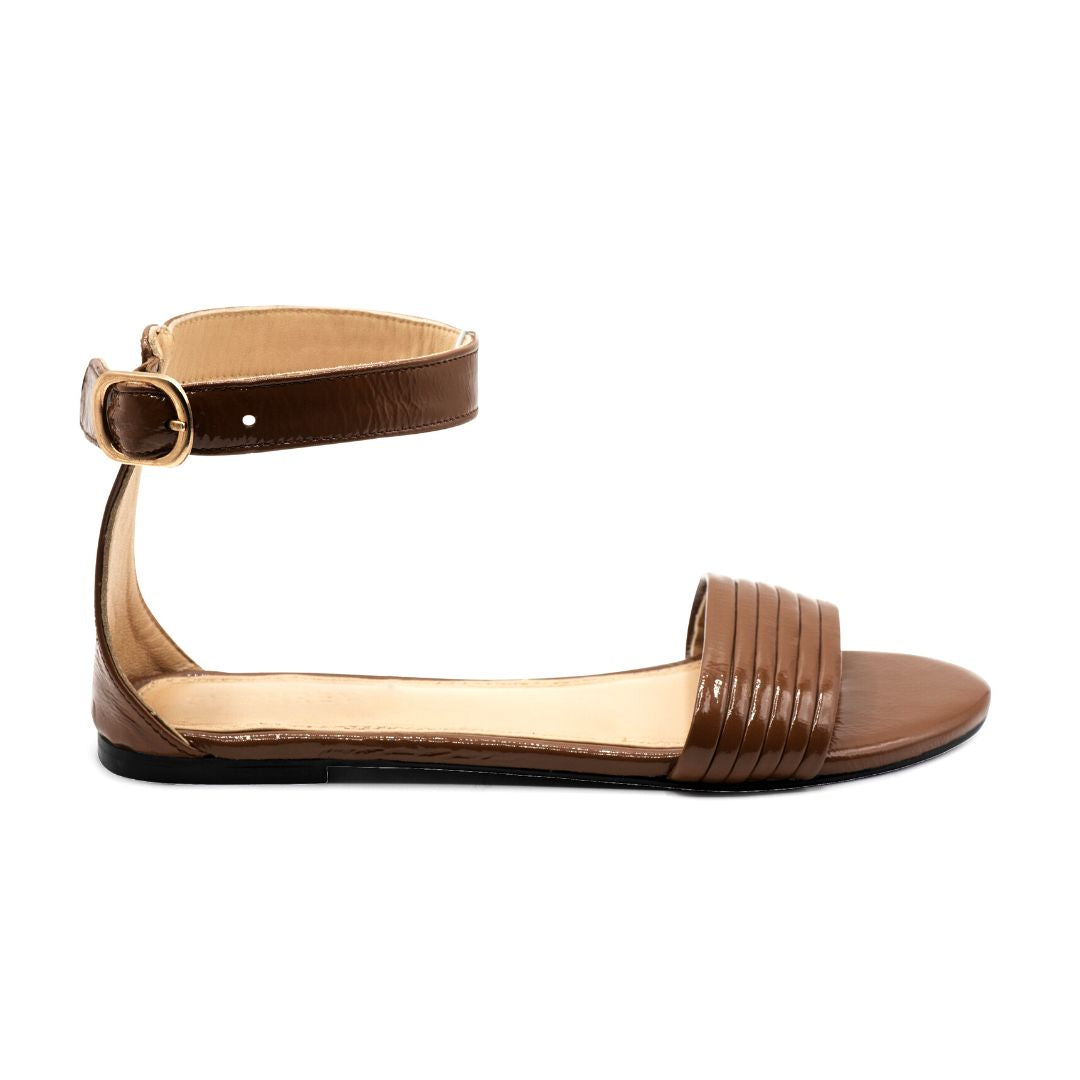 FAK5 - Choco Brown -Leather Ankle Strap Sandals