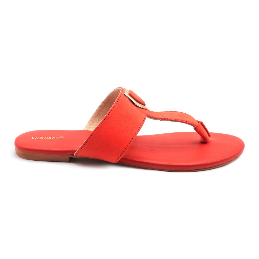 Flip Flat - Spicy Coral - Leather Slippers