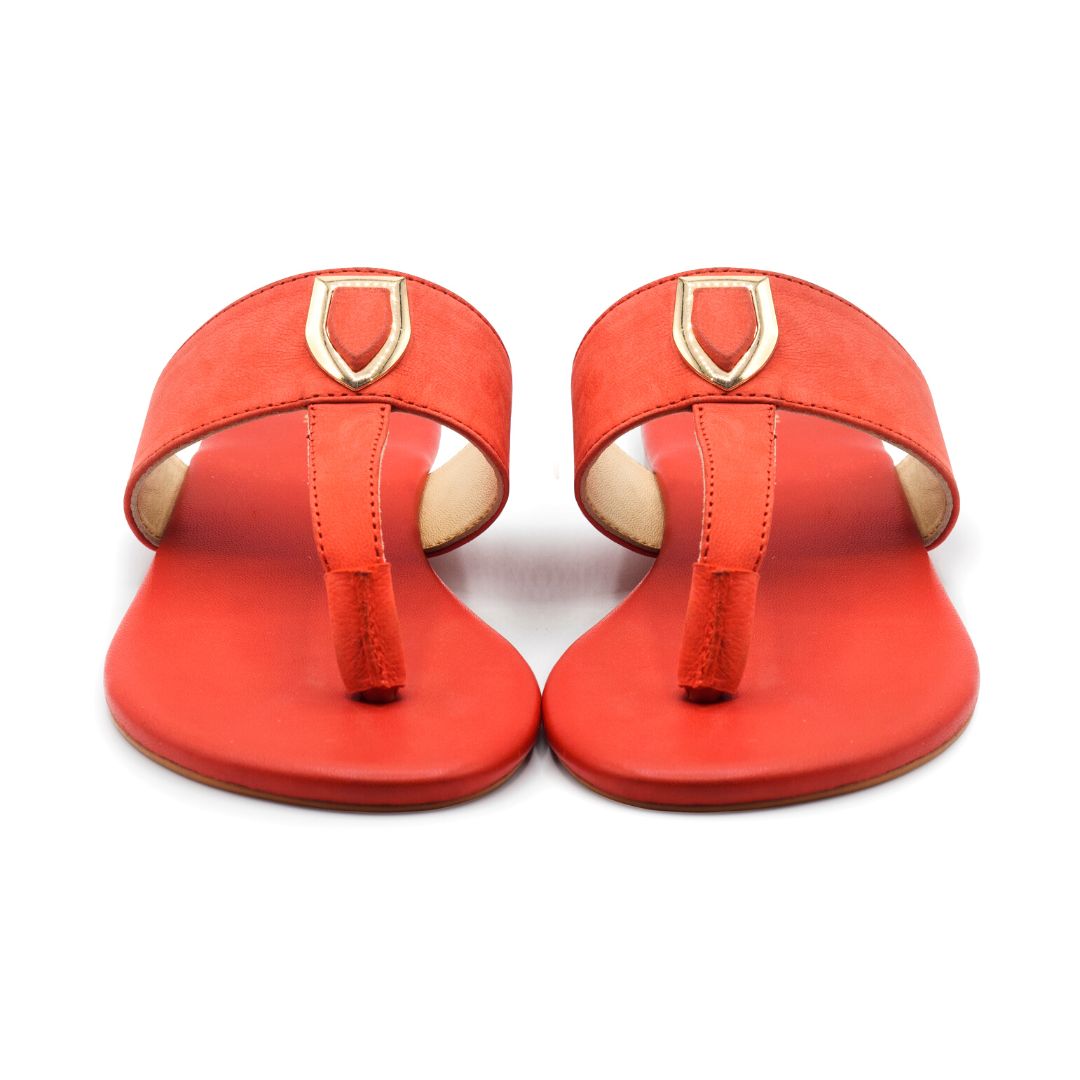 Flip Flat - Spicy Coral - Leather Slippers