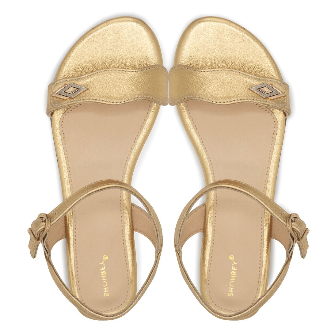 Maimz - Metallic Golden - Leather Sandals